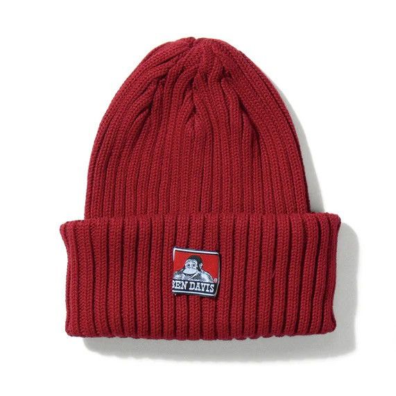 Ben Davis Iconic Ben Davies Boody Red Knitted Watch Beanie Hat Size ONE SIZE - 1 Thumbnail