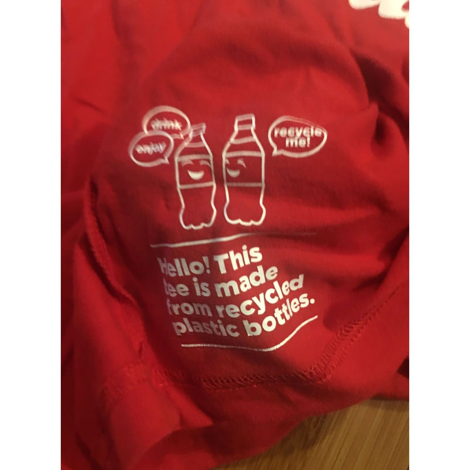 Vintage Coca-Cola T-Shirt Red Logo Earth Recycling Made From Recycled Bottles Men’s Medium Regular Crew Neck Short Sleeve Size US M / EU 48-50 / 2 - 4 Thumbnail