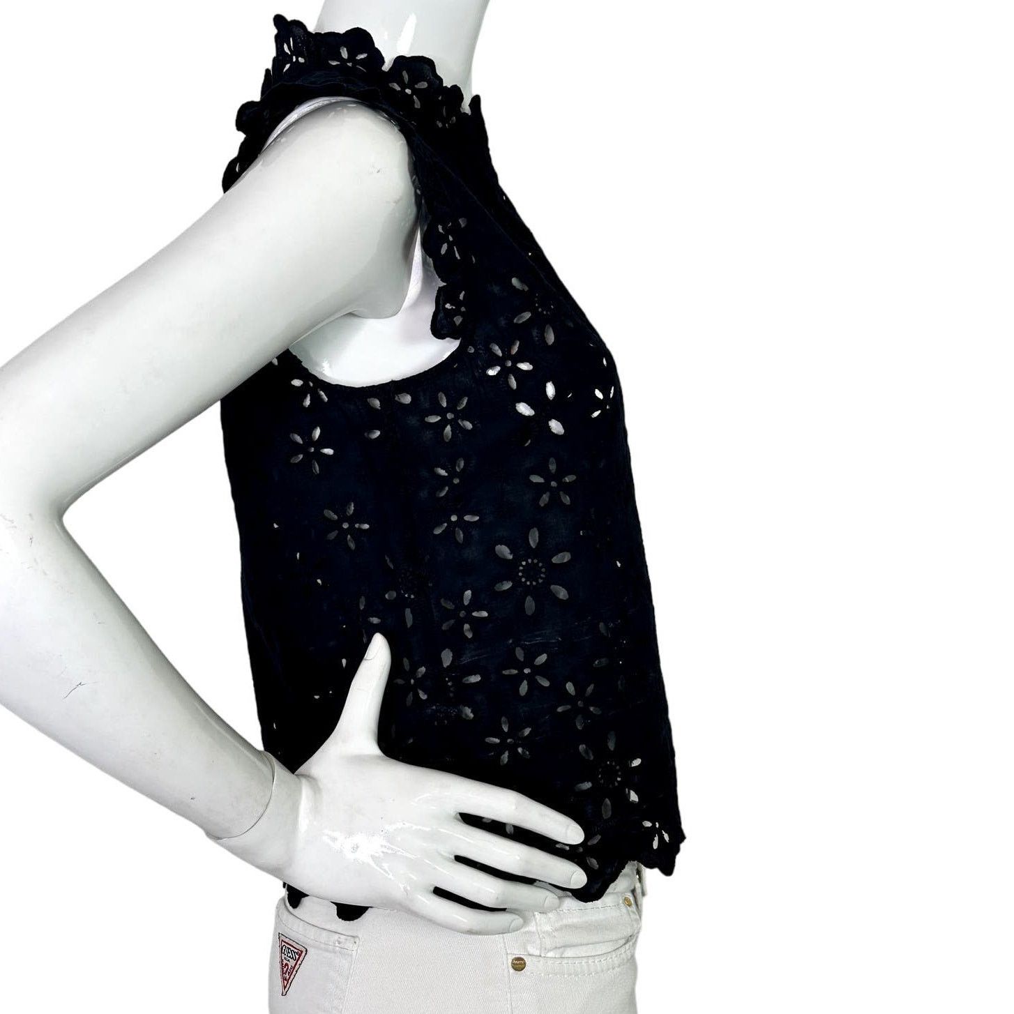 Kate Spade Kate Spade Daisy Eyelet Top size 2 Black Size XS / US 0-2 / IT 36-38 - 3 Thumbnail