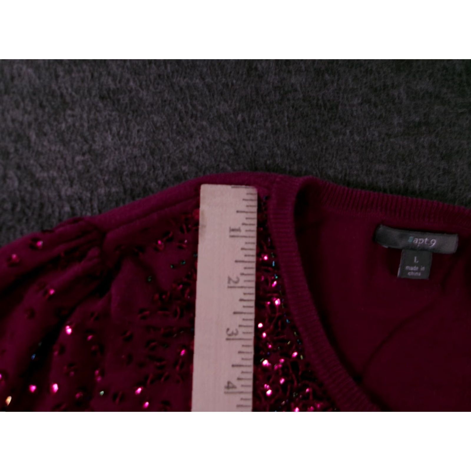 Vintage Apt9 Cardigan Womens L Sequined Embellished Button Front Crew Neck Magenta Size L / US 10 / IT 46 - 4 Thumbnail