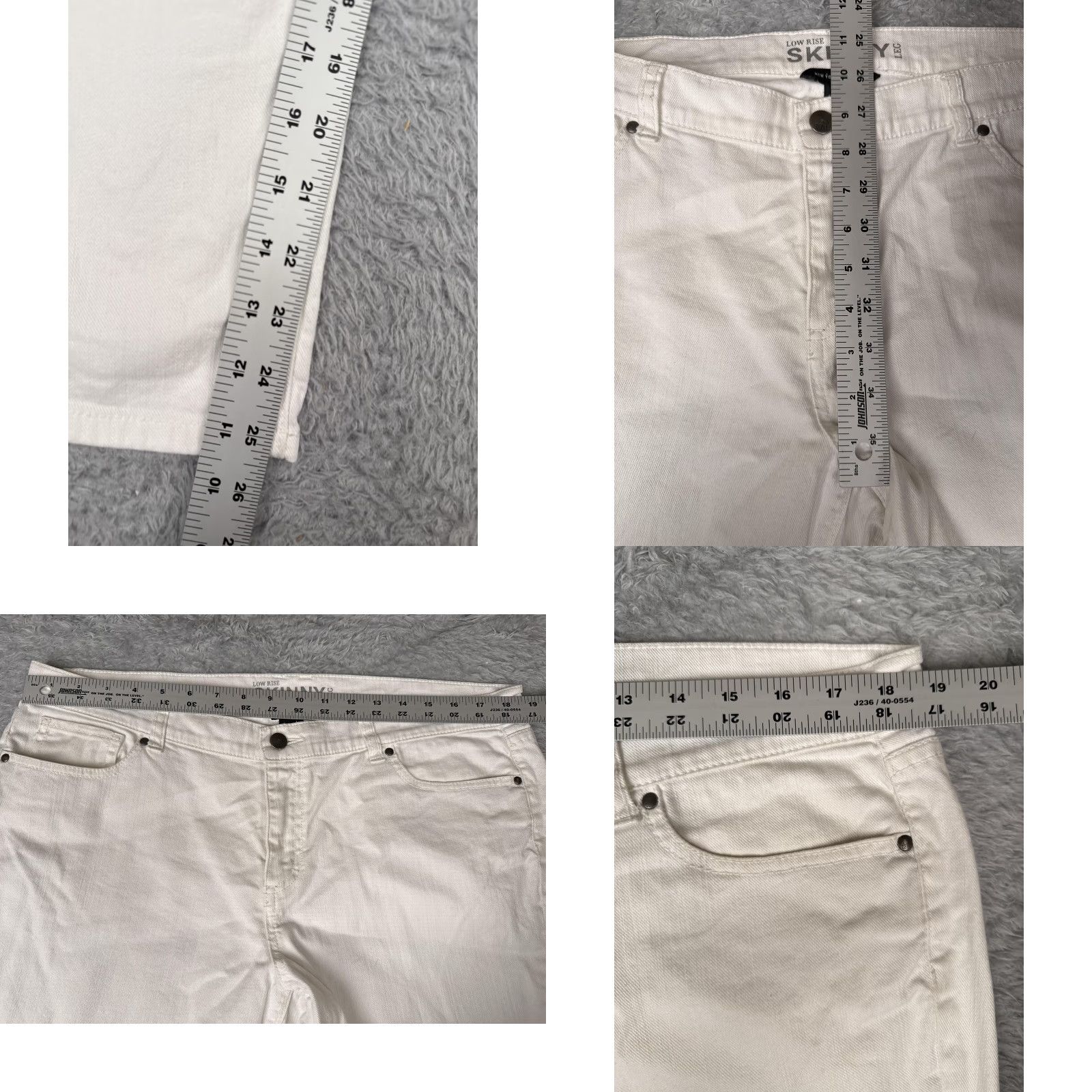 Vintage NEW YORK & COMPANY Jeans Womens 14 White Low Rise Skinny Stretch Denim Size 36" / US 14 / IT 50 - 8 Thumbnail