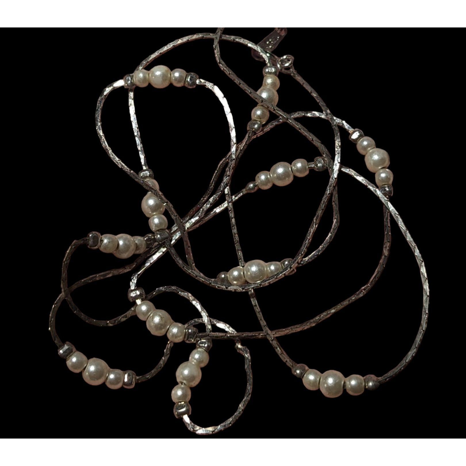Other Vintage Silver Minimalist Faux Pearl Necklace Size ONE SIZE - 2 Thumbnail