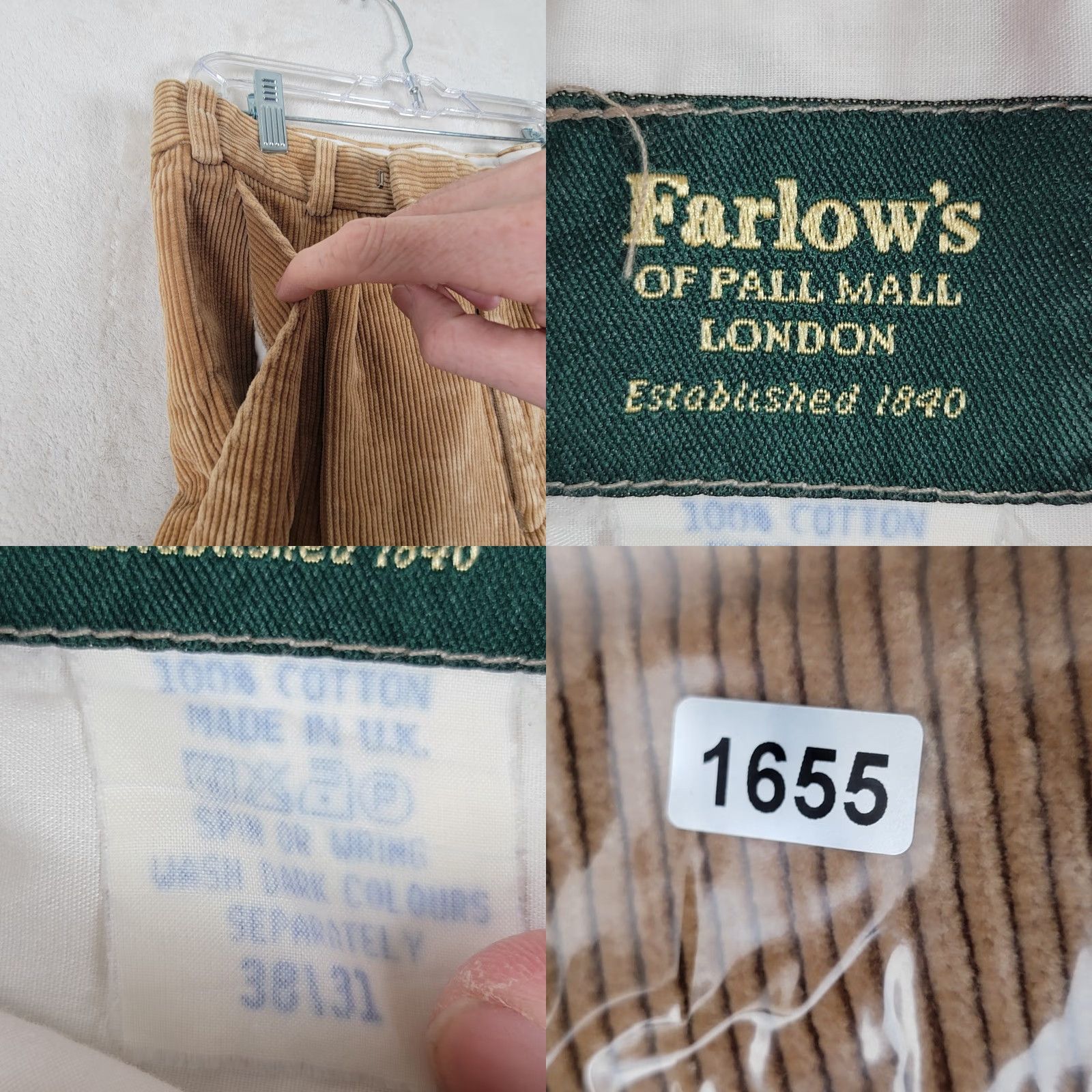 Vintage Farlows Corduroy Pants Mens 38 x 31 Brown Pleated Cuffed Regular Size US 38 / EU 54 - 10 Thumbnail
