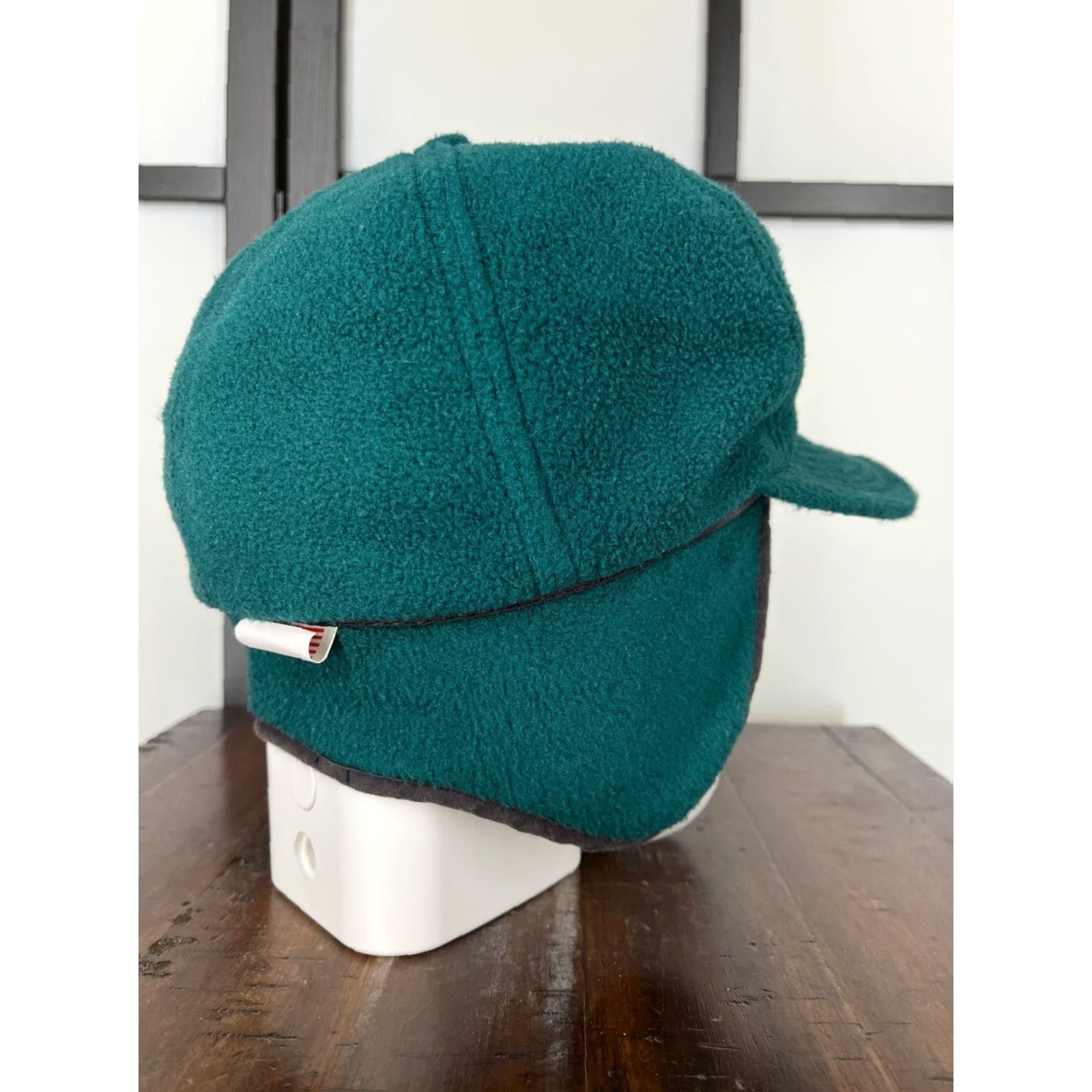 melin VINTAGE Melin Hat Cap Trapper Adult Medium Teal Ear Flap Made In USA Poly C Green 80s Mens Trapper Hat Size ONE SIZE - 6 Thumbnail