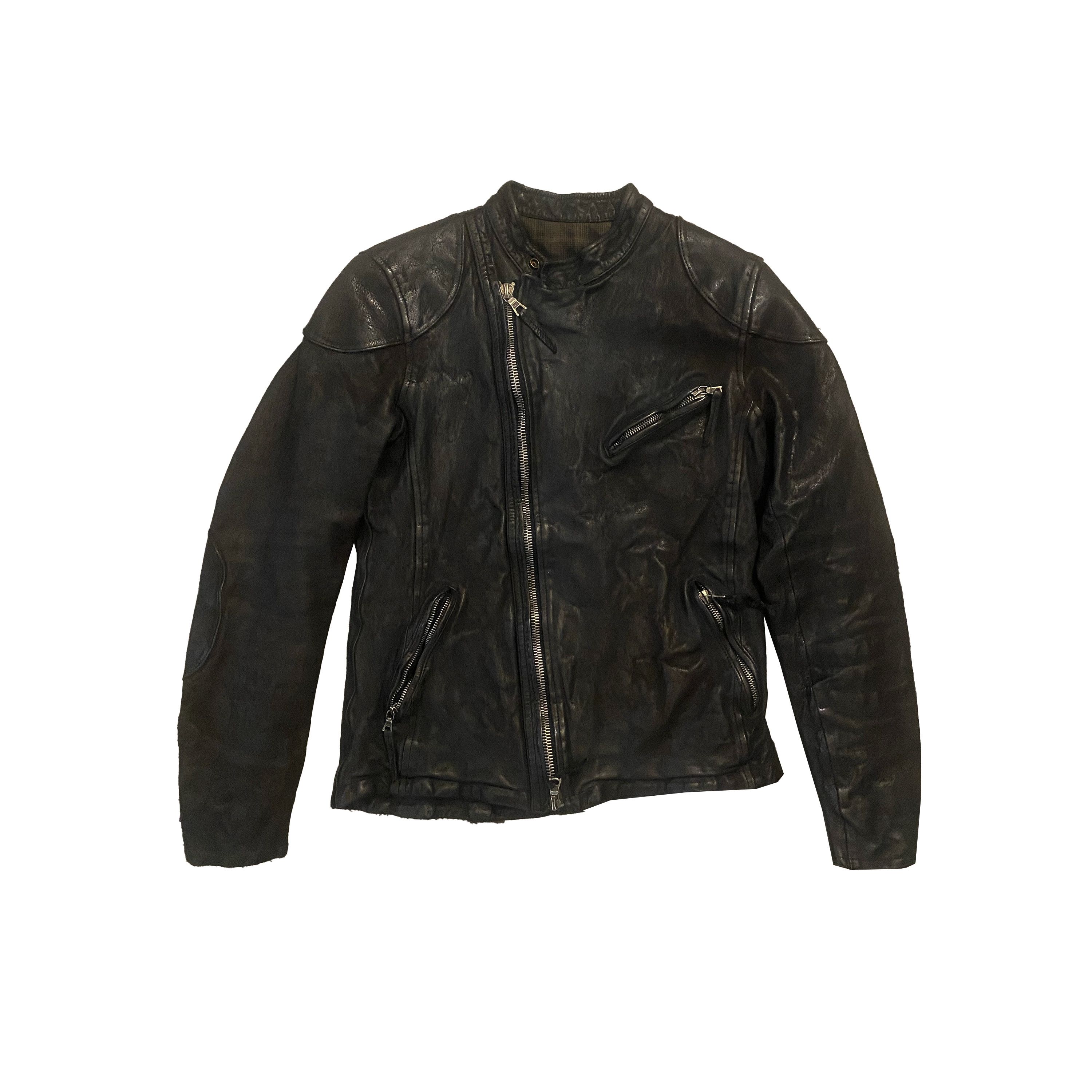 image of Carol Christian Poell x Isamu Katayama Backlash Buffalo Leather Jacket in Dark Brown (Size Small)