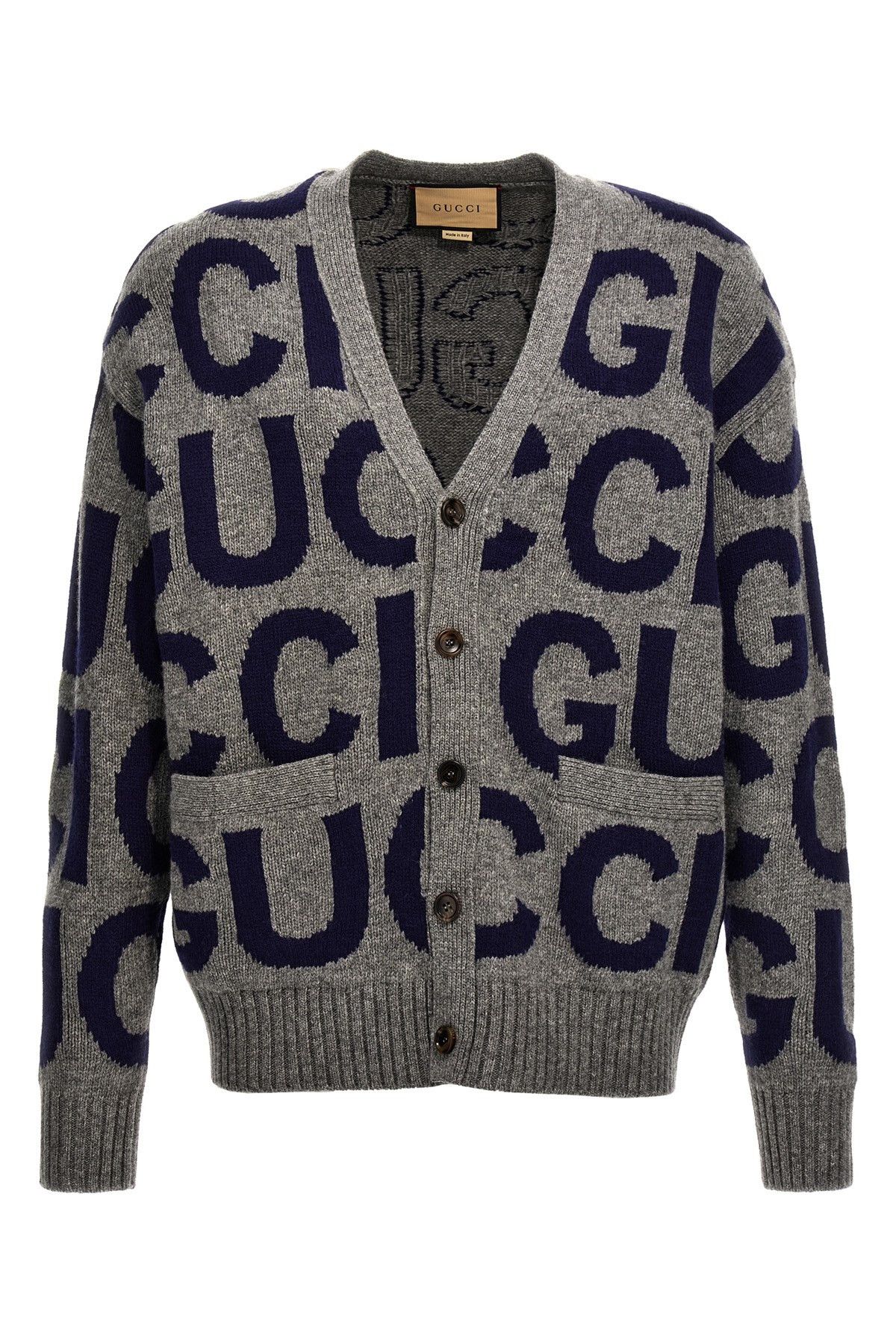 image of Gucci Logo Cardigan in Grey, Men's (Size Small)