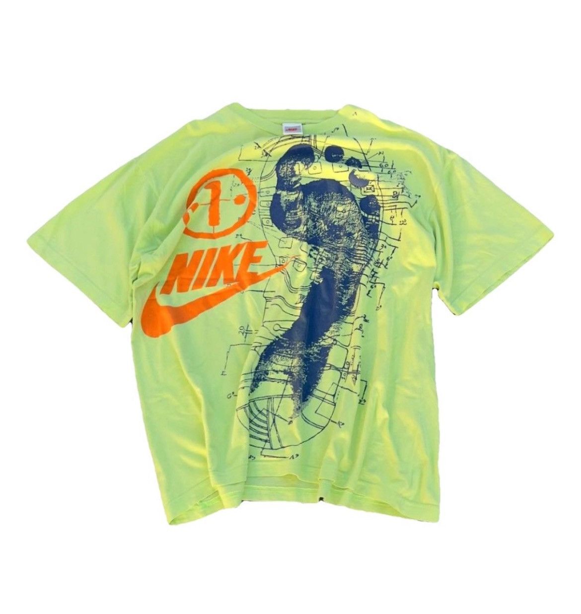 Nike vintage late 80s early 90s Nike footprint deconstruction tee Size US XL / EU 56 / 4 - 1 Thumbnail