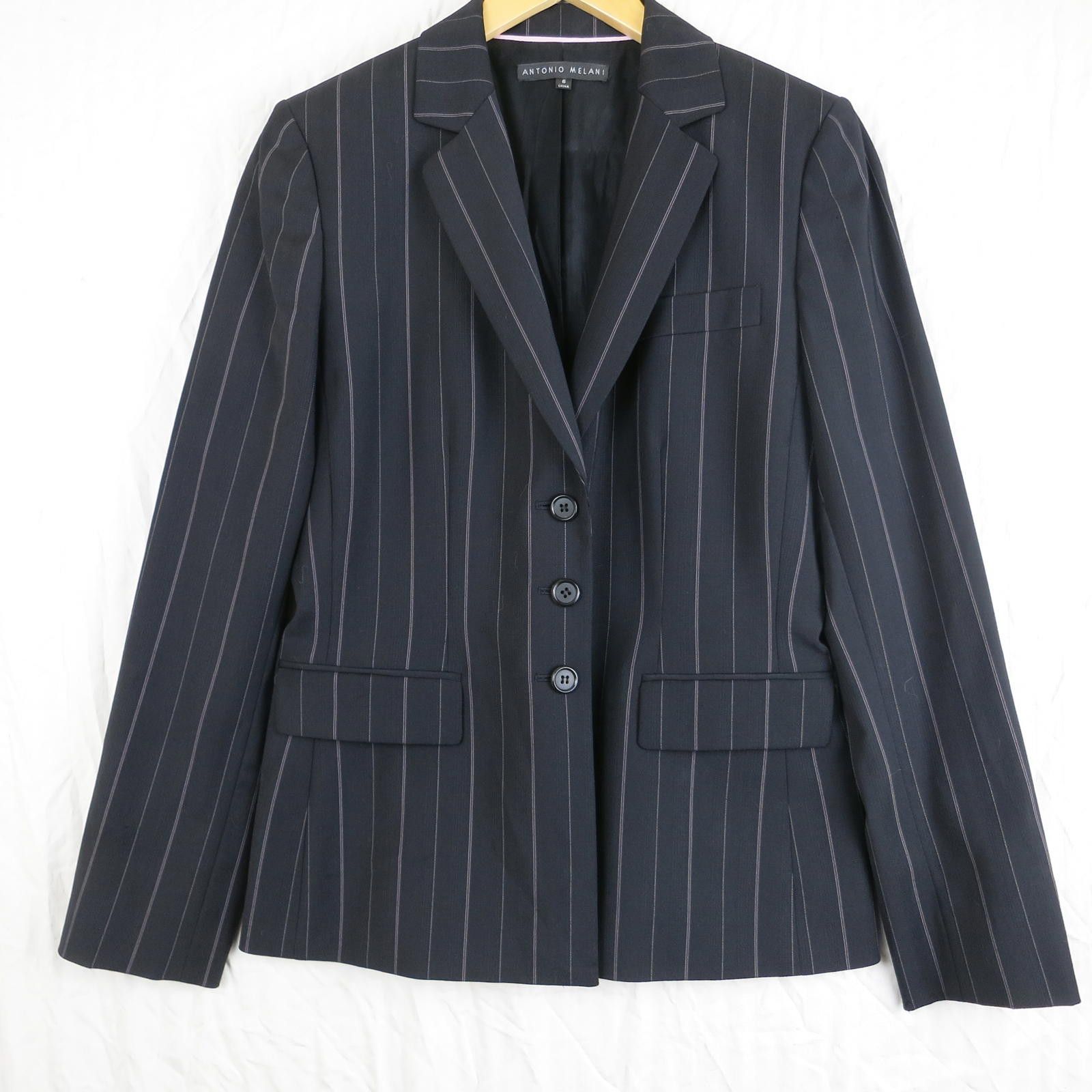 Other Antonio Melani Black Pinstripe Blazer Jacket Size 6 Size M / US 6-8 / IT 42-44 - 1 Thumbnail