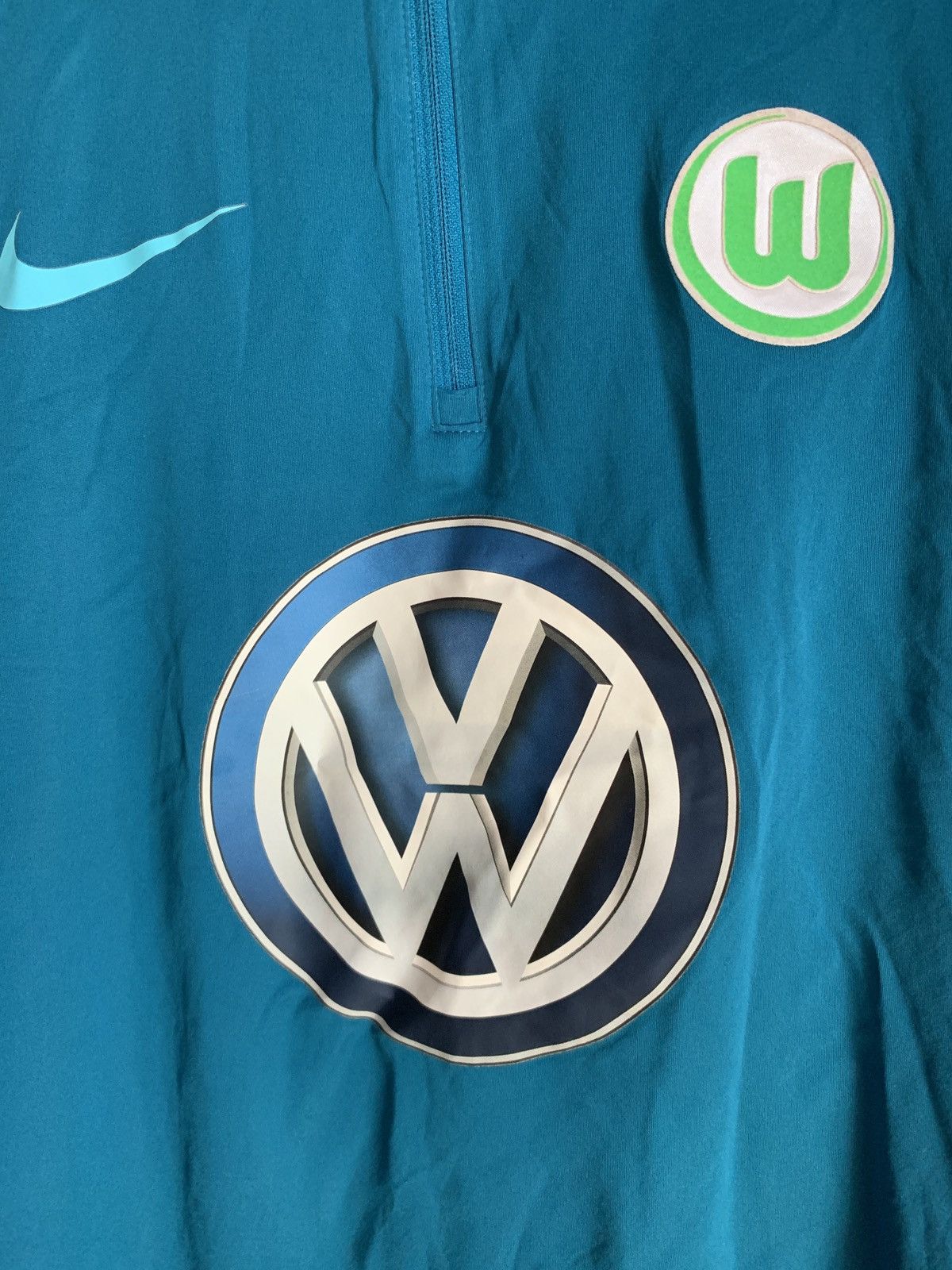 Nike VFL Wolfsburg 1/3 Zip Football Shirt Nike Soccer Jersey Sz S Size US S / EU 44-46 / 1 - 5 Thumbnail