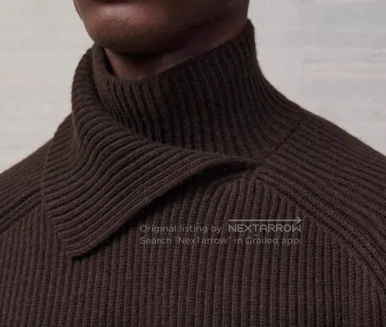 Hermes Hermes Double collar cashmere knitted sweater, dark brown, Size US M / EU 48-50 / 2 - 9 Thumbnail