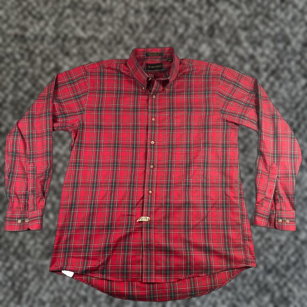 Allen Edmonds Allen Edmonds Red Plaid Shirt Mens XL Long Sleeve Button-Up Cotton Size US XL / EU 56 / 4 - 1 Thumbnail