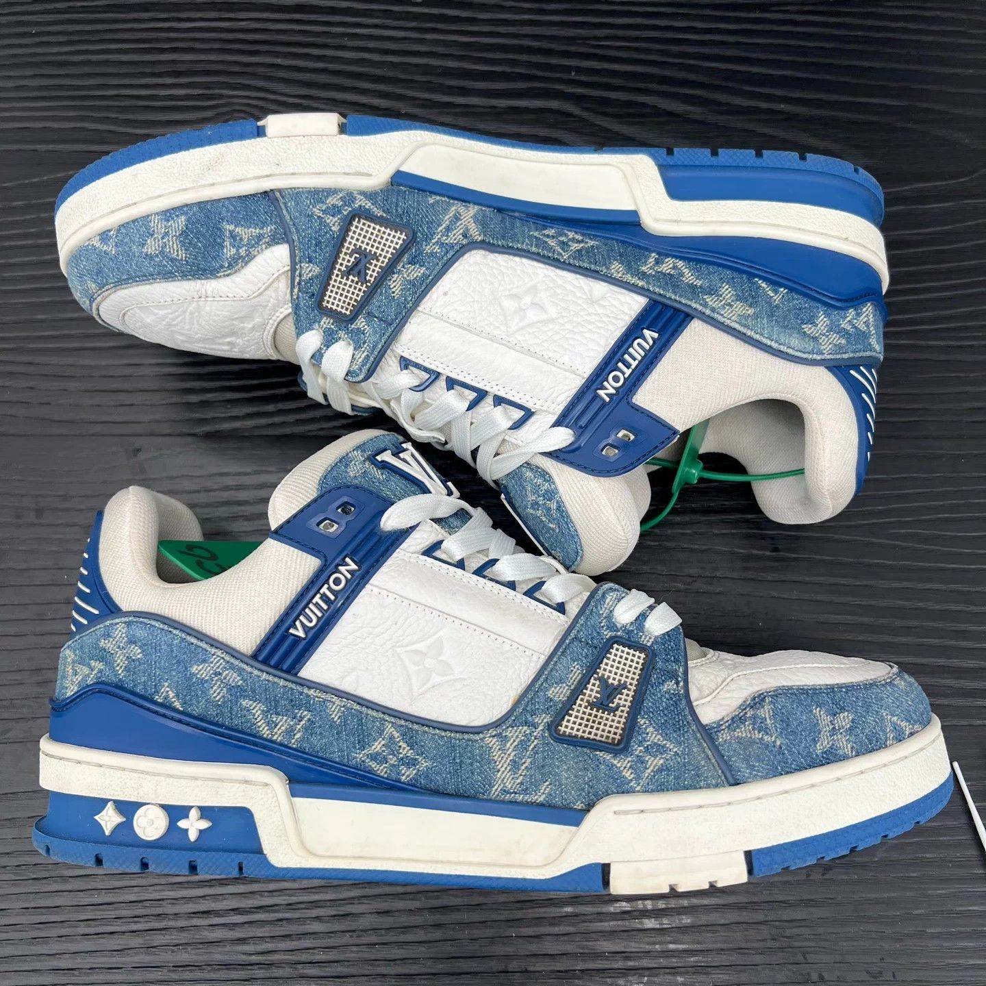 Louis Vuitton LV Trainer White Blue Denim 9.5/43.5 Size US 10.5 / EU 43-44 - 3 Thumbnail