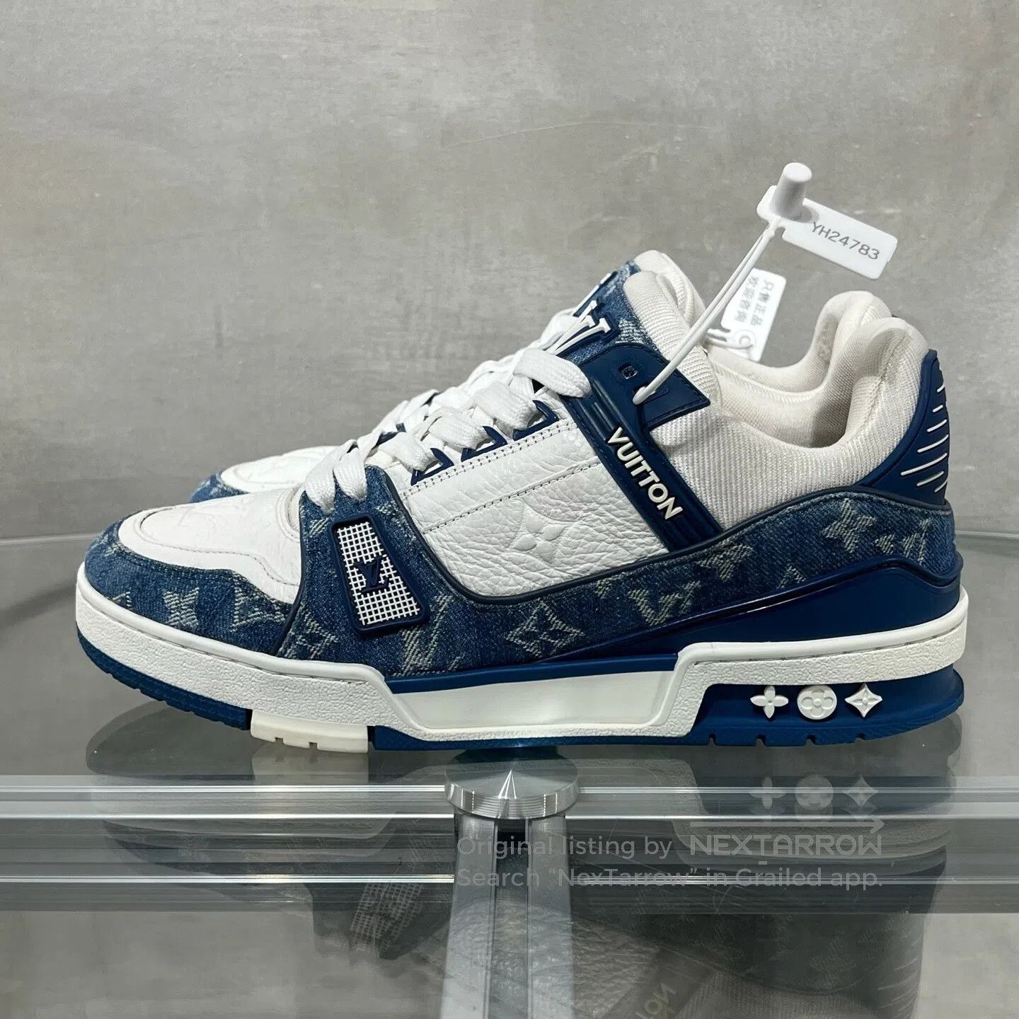Louis Vuitton Louis Vuitton Trainer White Blue Jeans shoes Size US 7 / EU 40 - 3 Thumbnail