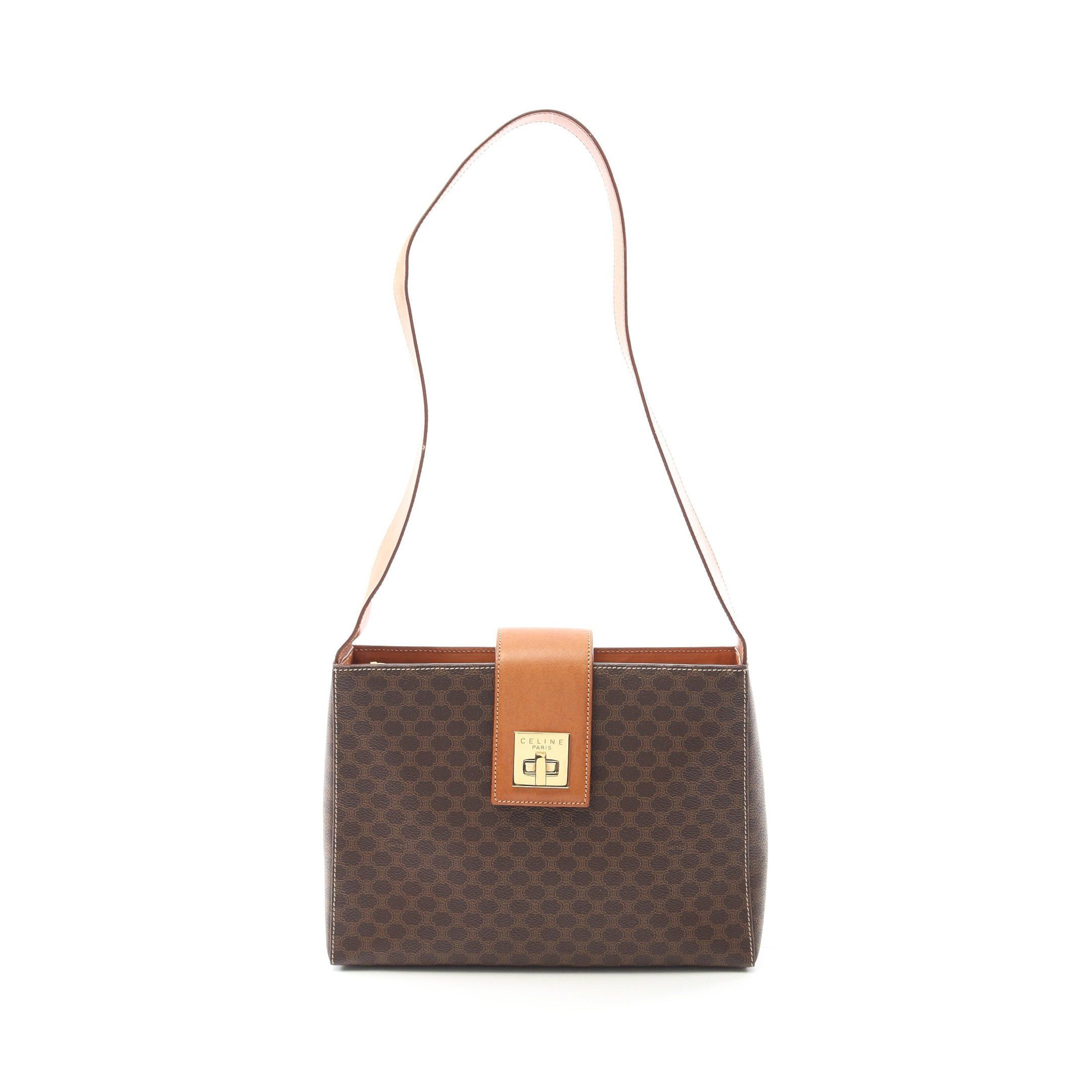 Celine Macadam One Shoulder Bag Leather Dark Brown