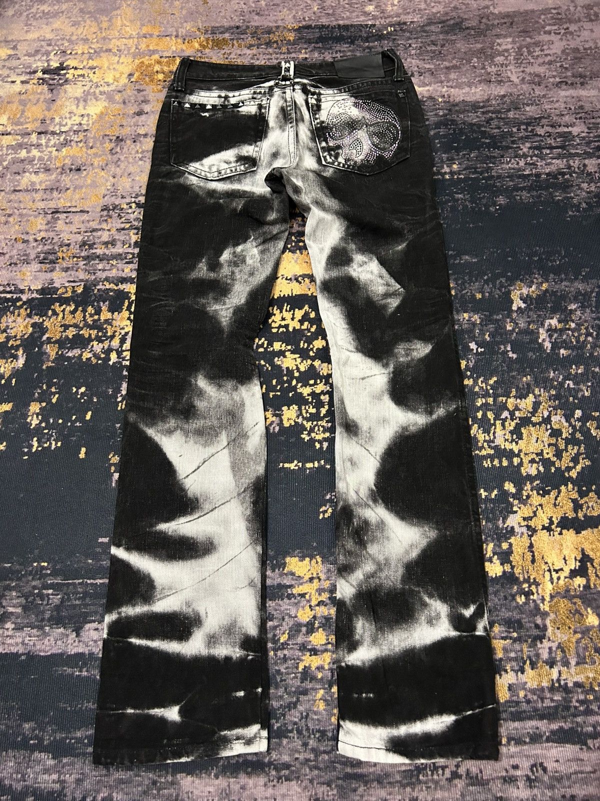 Tornado Mart Xfrm Skull Swarovski Clawmark Studded Jeans Size US 31 - 4 Thumbnail