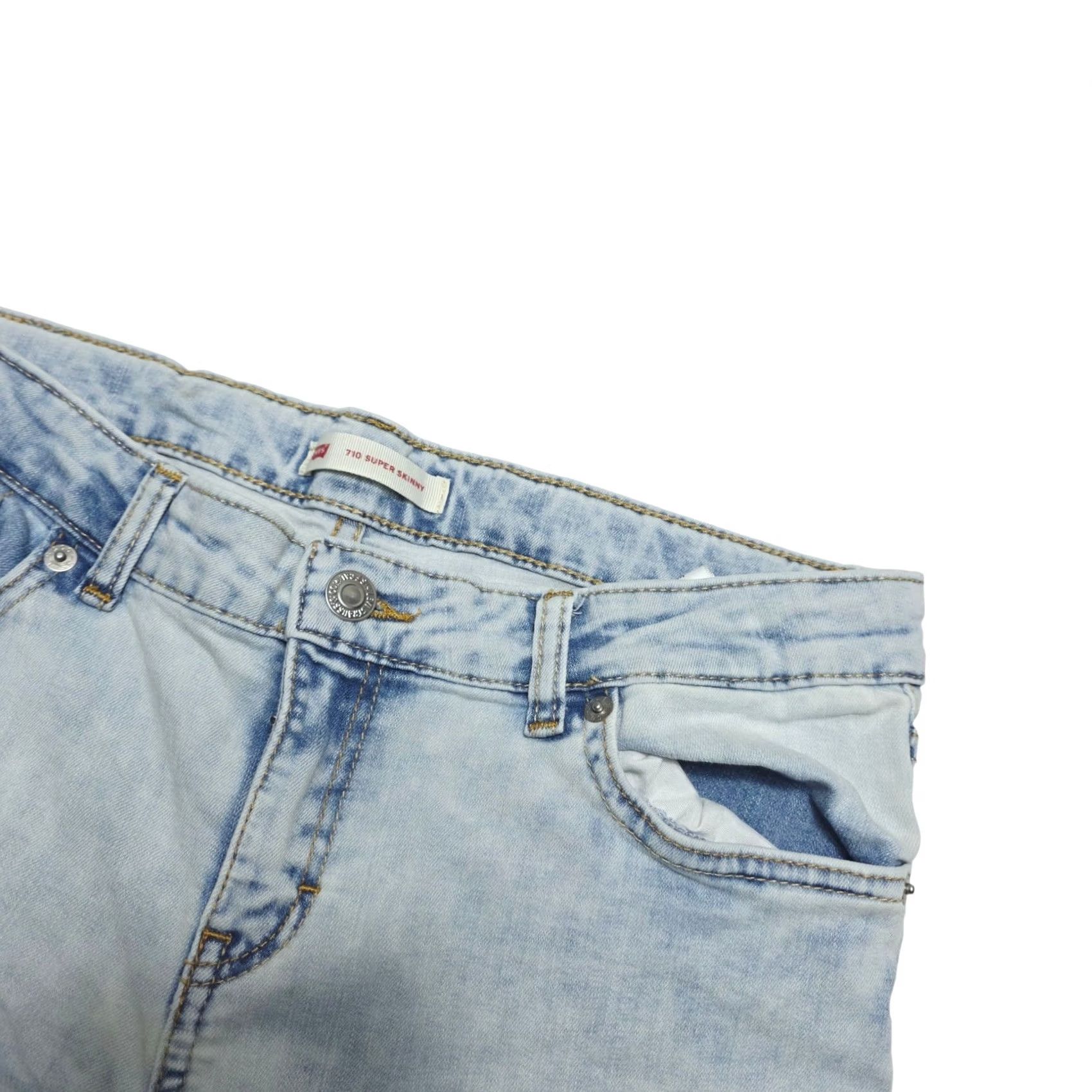 Levi's Levi's 710 Super Skinny Jeans Women’s Size 12 ½ Plus Light Wash Stretch Denim Jeans Slim 5-Pocket Zip Button Blue Mens Women Girls Size 34" / US 12 / IT 48 - 3 Thumbnail
