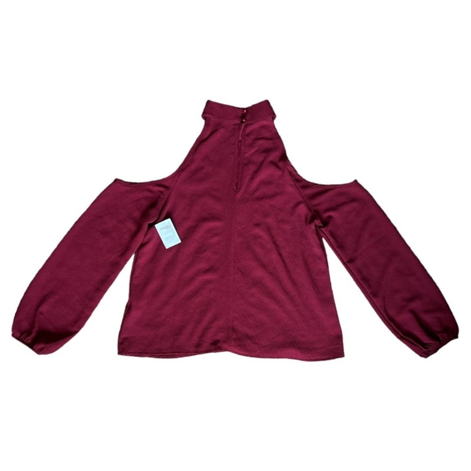 Other Charlotte Russe Burgandy Mock-Neck Cold-Shoulder Top, M Size M / US 6-8 / IT 42-44 - 3 Thumbnail