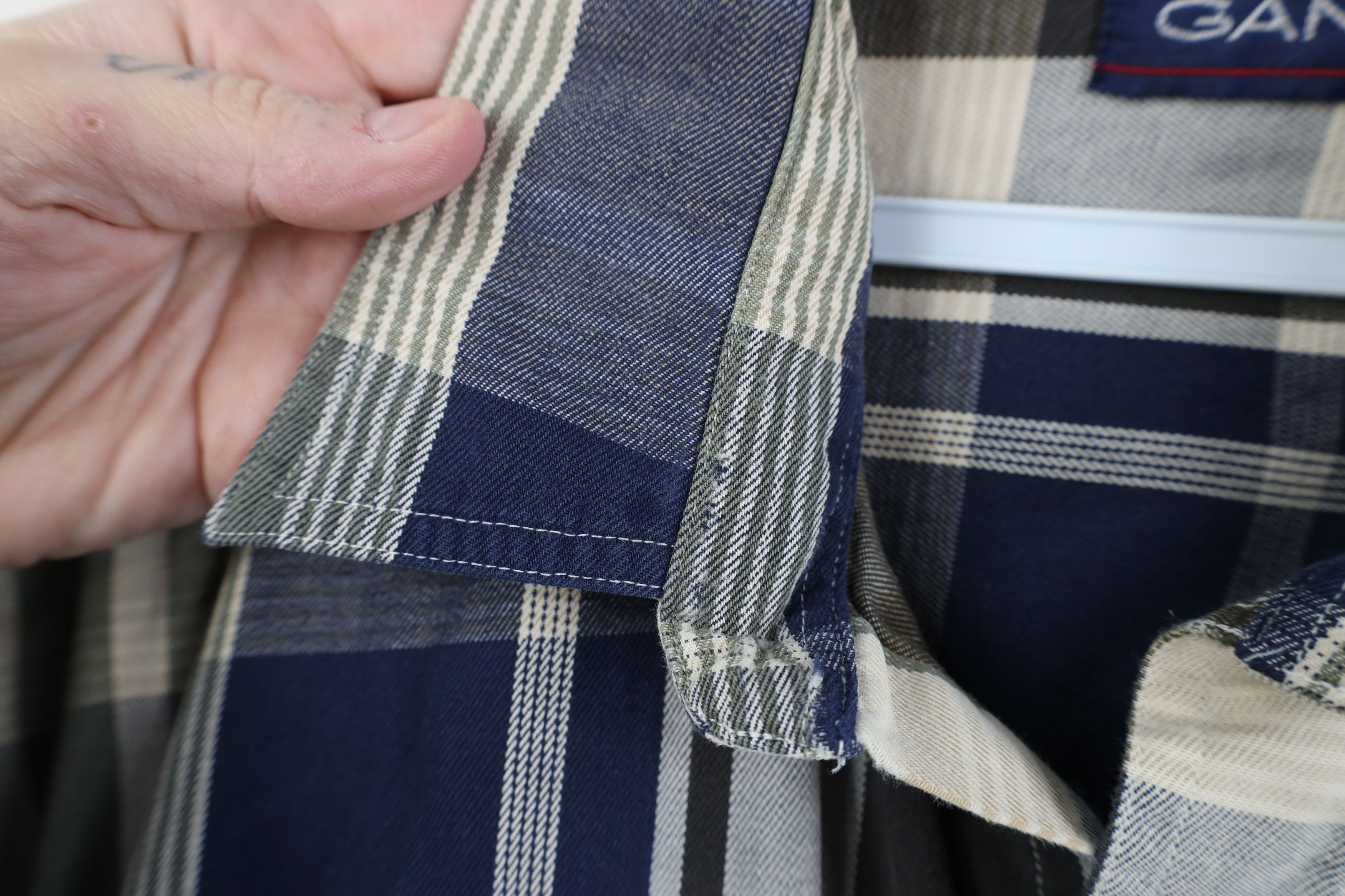 Vintage Vintage 90s Streetwear Twill Collared Button Shirt Plaid Size US XL / EU 56 / 4 - 4 Thumbnail
