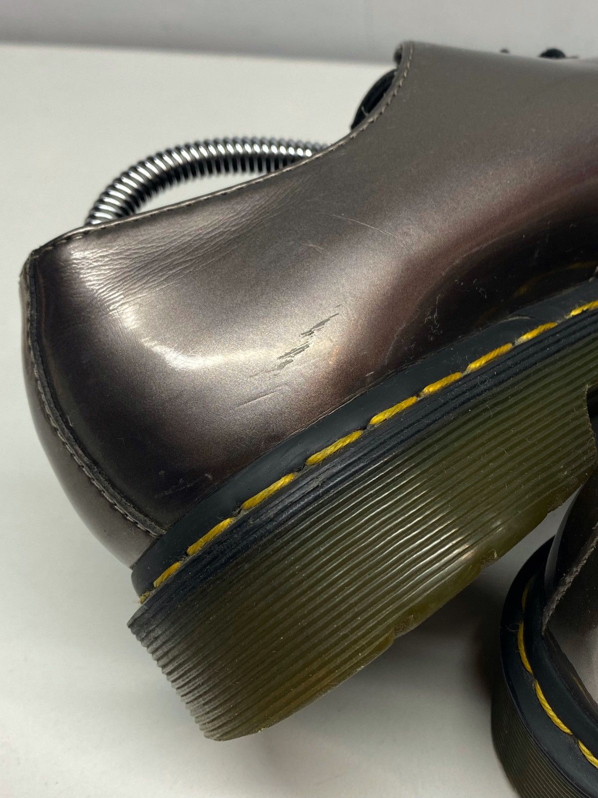 Dr. Martens Dr Martens Enamel Eye Pewter Patent Leather Lace Up Oxfords Size US 6 / EU 39 - 12 Thumbnail