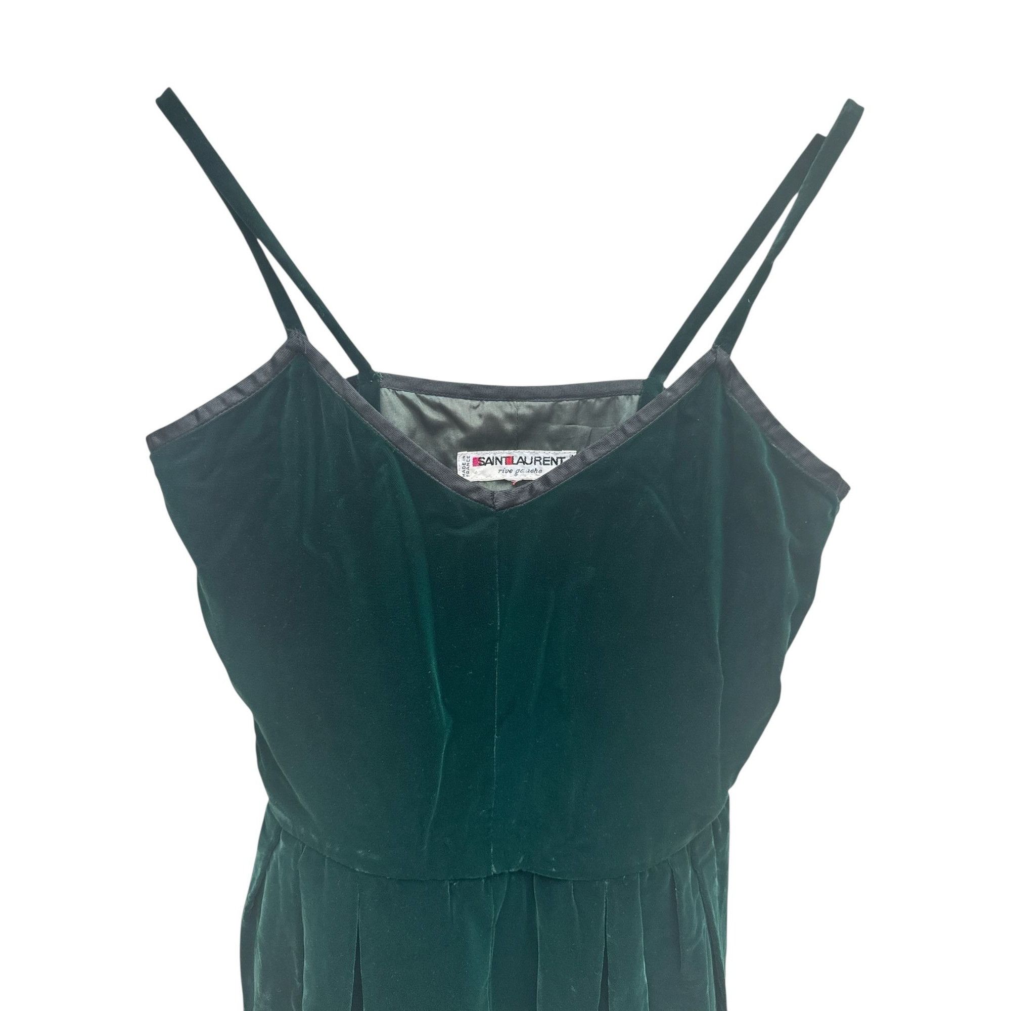 Yves Saint Laurent 1970s Emerald Velvet Dress Size XS / US 0-2 / IT 36-38 - 3 Thumbnail