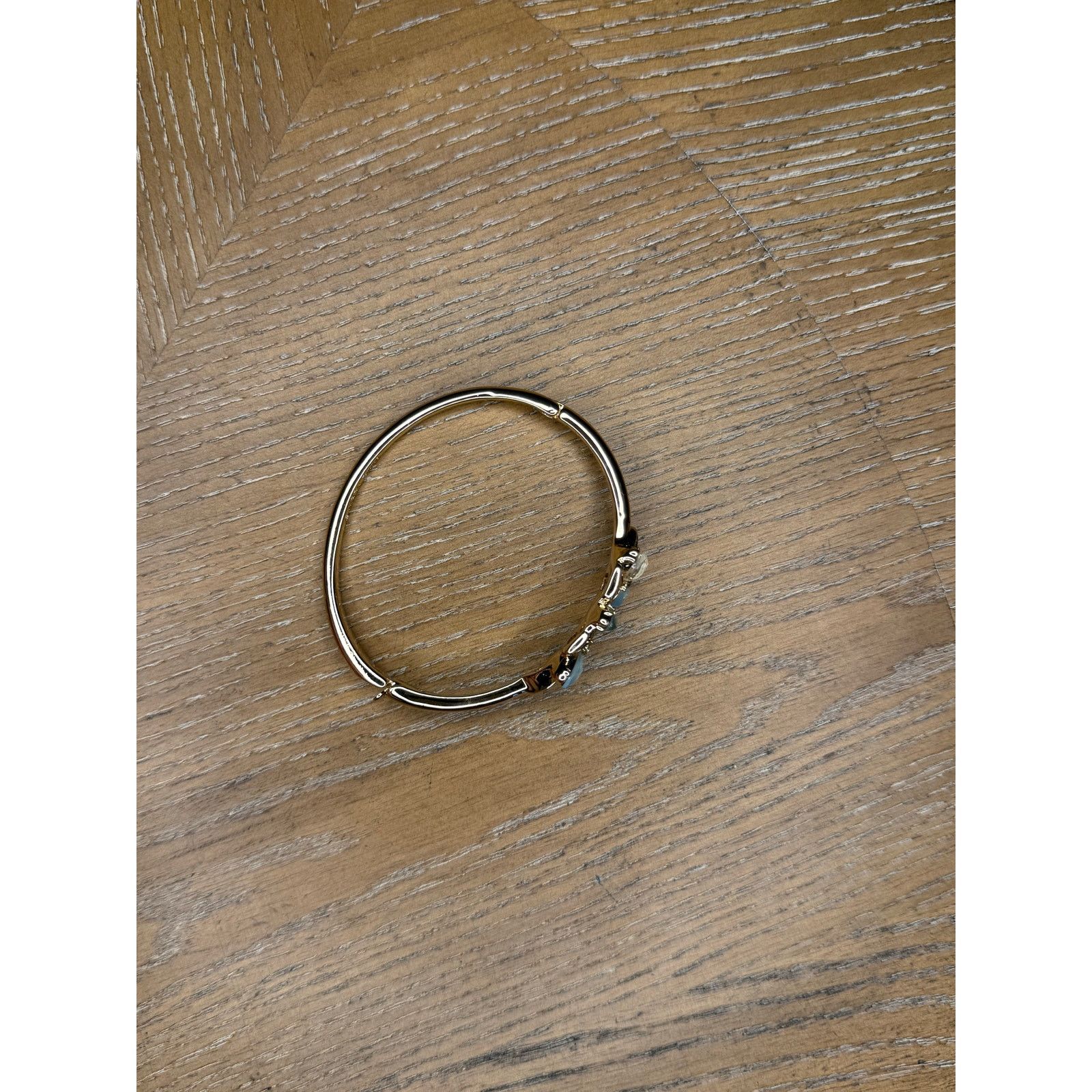 Anne Klein Anne Klein Gold Tone Opal Flower Hinged Bangle Bracelet Size ONE SIZE - 3 Thumbnail