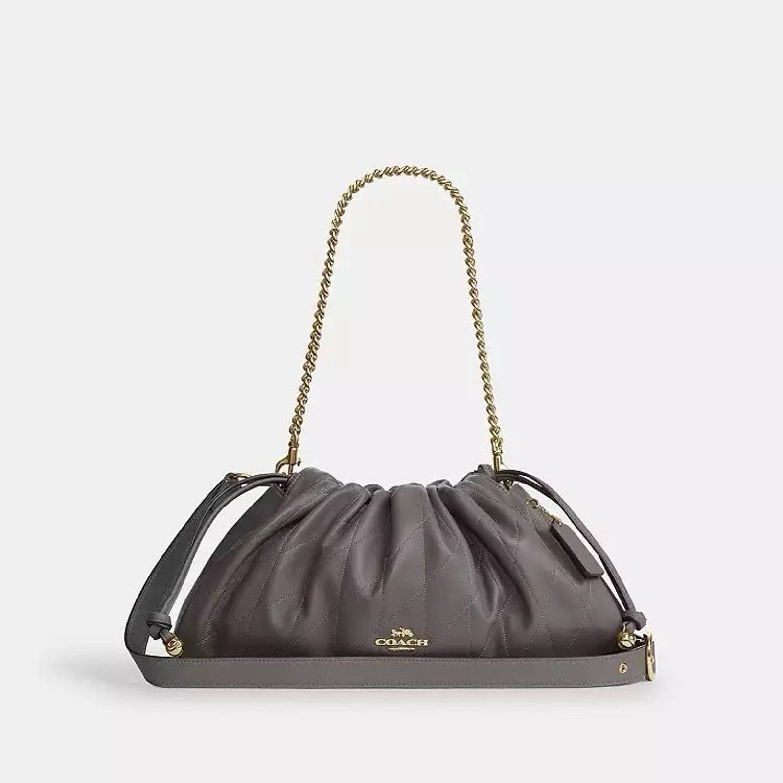 Coach NWT Coach Faye Large Shoulder Bag Quilting Gold/Slate CCZ58 Size ONE SIZE - 9 Thumbnail