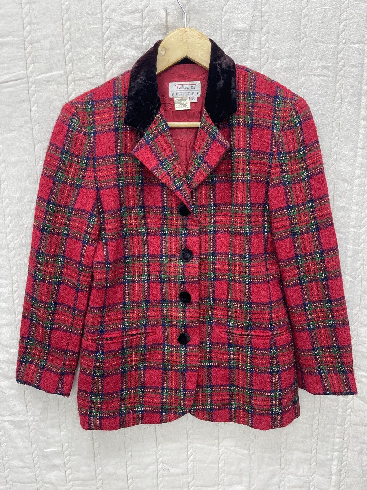 Robert Talbott × Talbots × Vintage ARCHIVE💥TALBOTS PETITES WOOL BLAZER Size S / US 4 / IT 40 - 1 Thumbnail