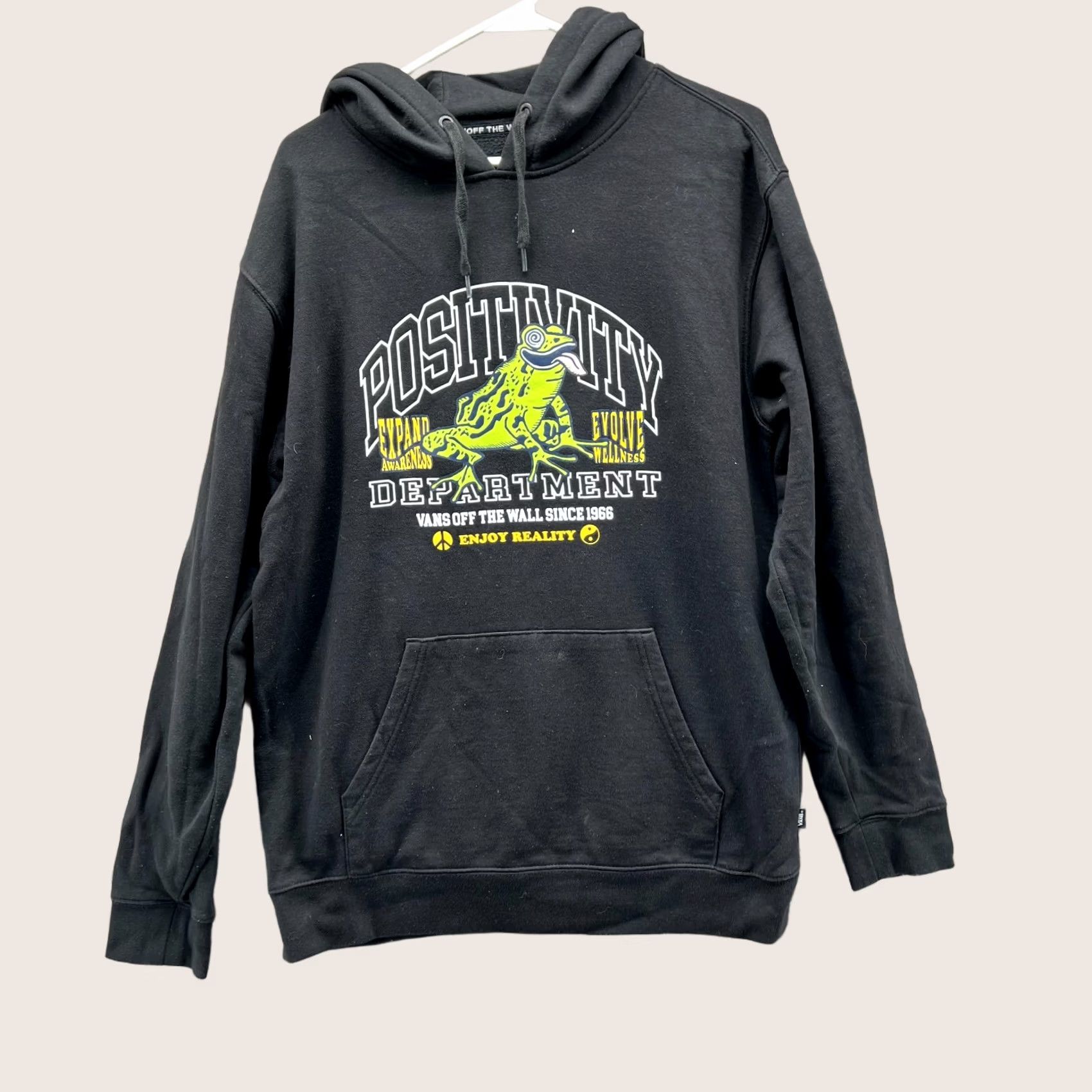 Vans VANS Sweater Hooded Pullover Men Medium Black Graphic Frog Positivity Vintage Logo Department Mens Regular Size M Size US M / EU 48-50 / 2 - 1 Thumbnail