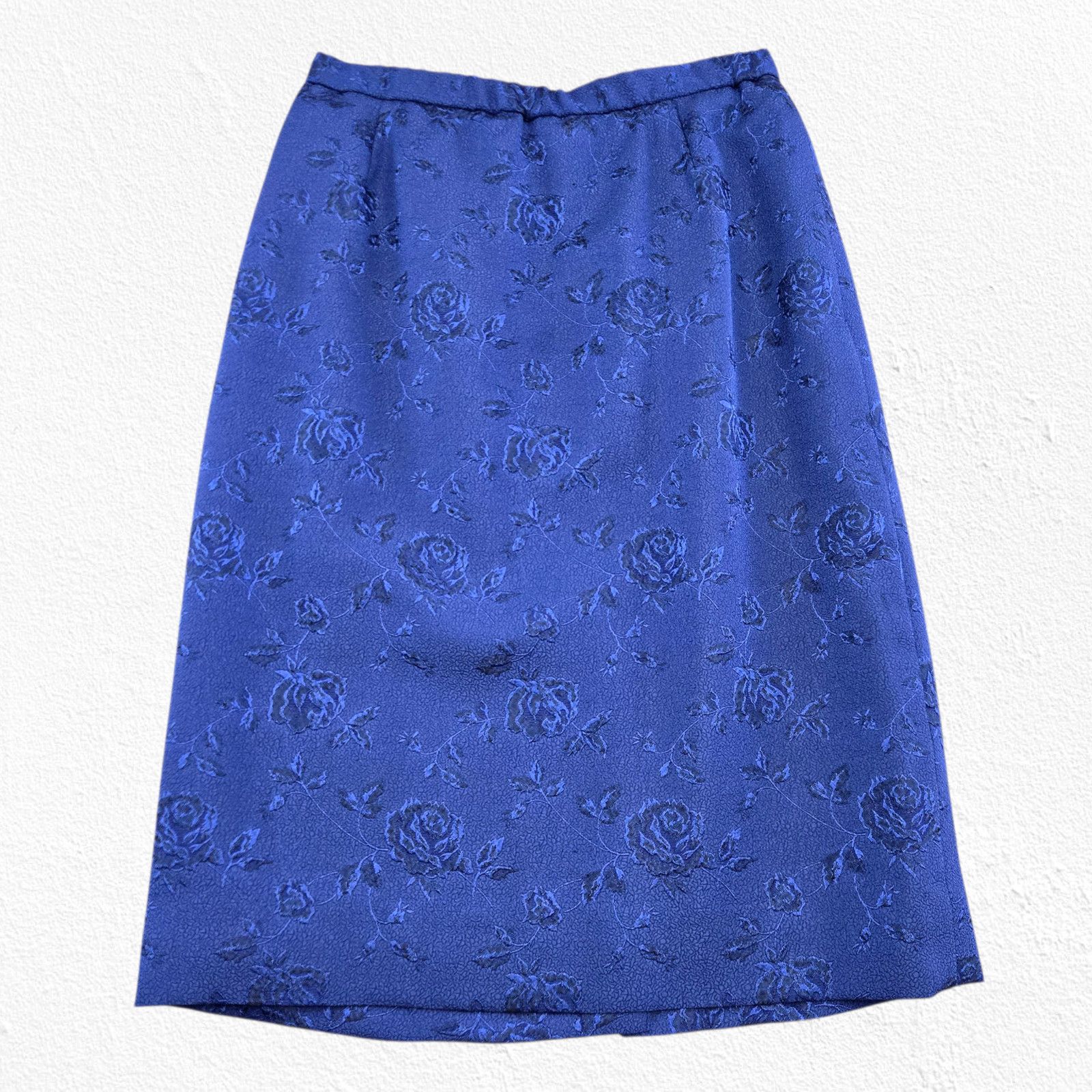 Vintage 80s Royal Blue Jacquard Skirt Suit 12P Size 34" / US 12 / IT 48 - 9 Thumbnail