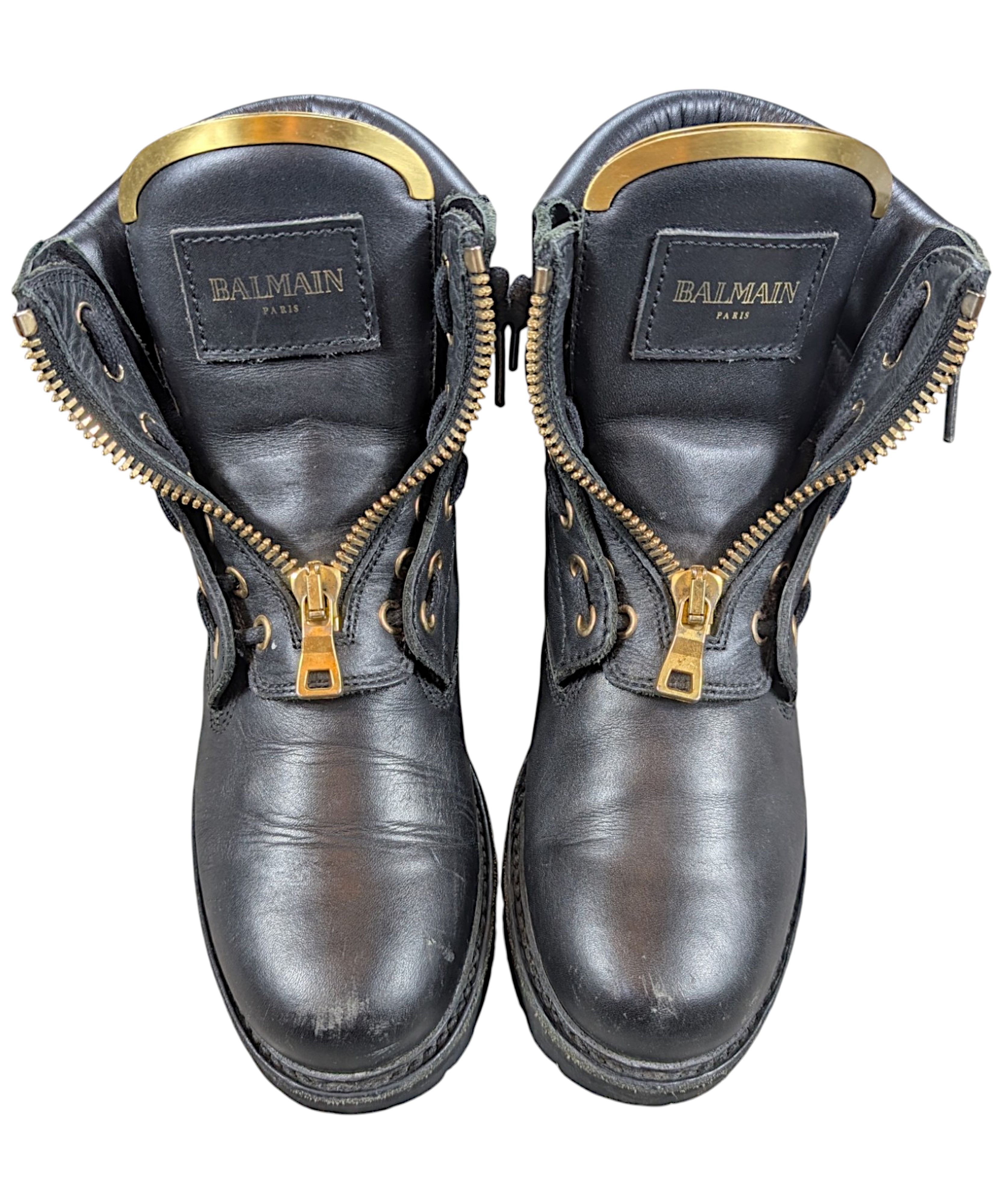 Balmain Balmain Charlie Ranger Gold Plated Black Leather Zip Boots Size US 6 / IT 36 - 1 Thumbnail