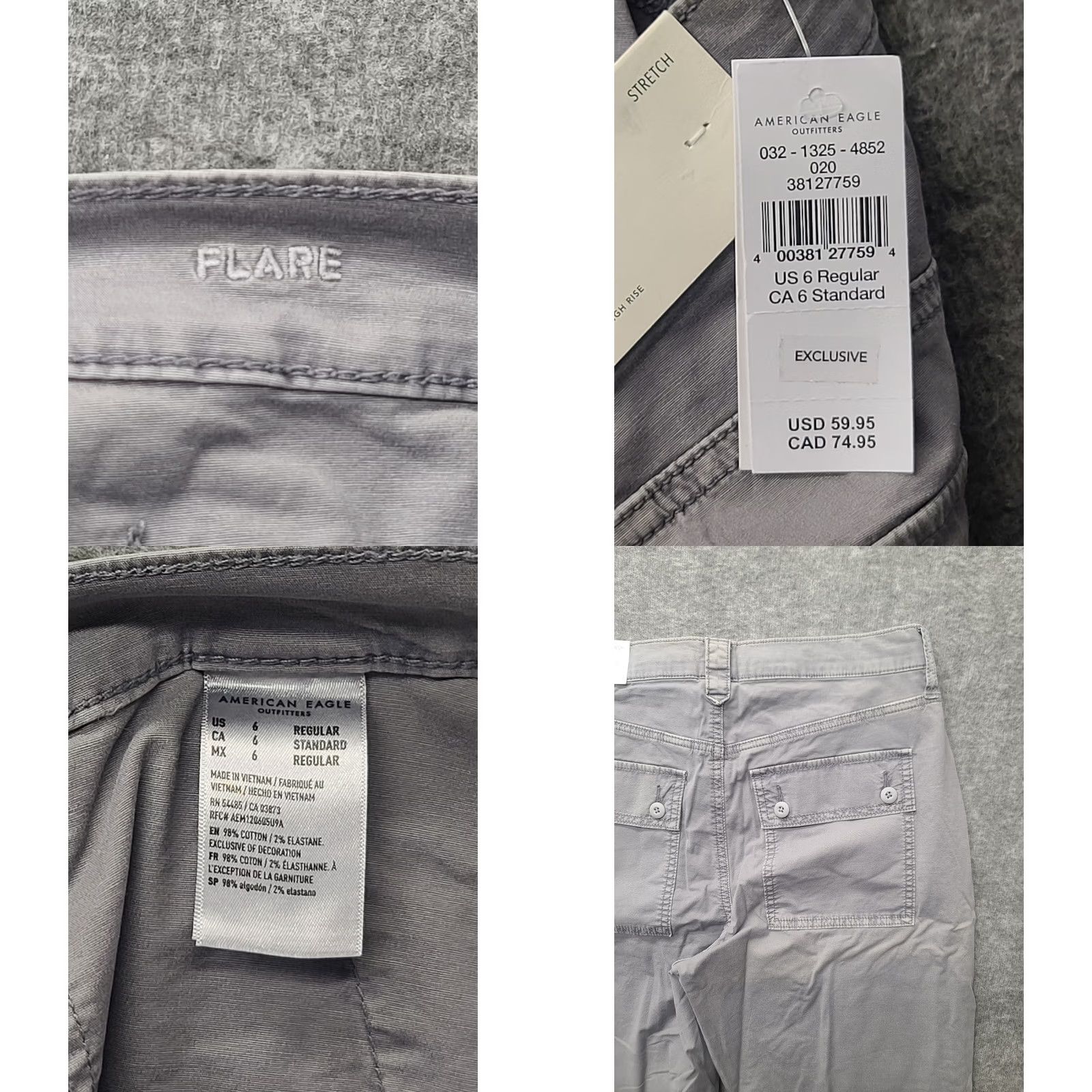 American Eagle Outfitters VINTAGE American Eagle Outfitters Pants Womens 6x31 Regular Flared Leg High Rise Festival 90s Womens Size 28" / US 6 / IT 42 - 8 Thumbnail