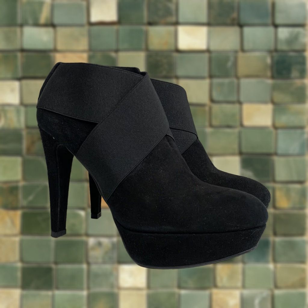 Vintage Stuart Weitzman Platform High Heel Shoes Pump Boots Women's Black Size 8