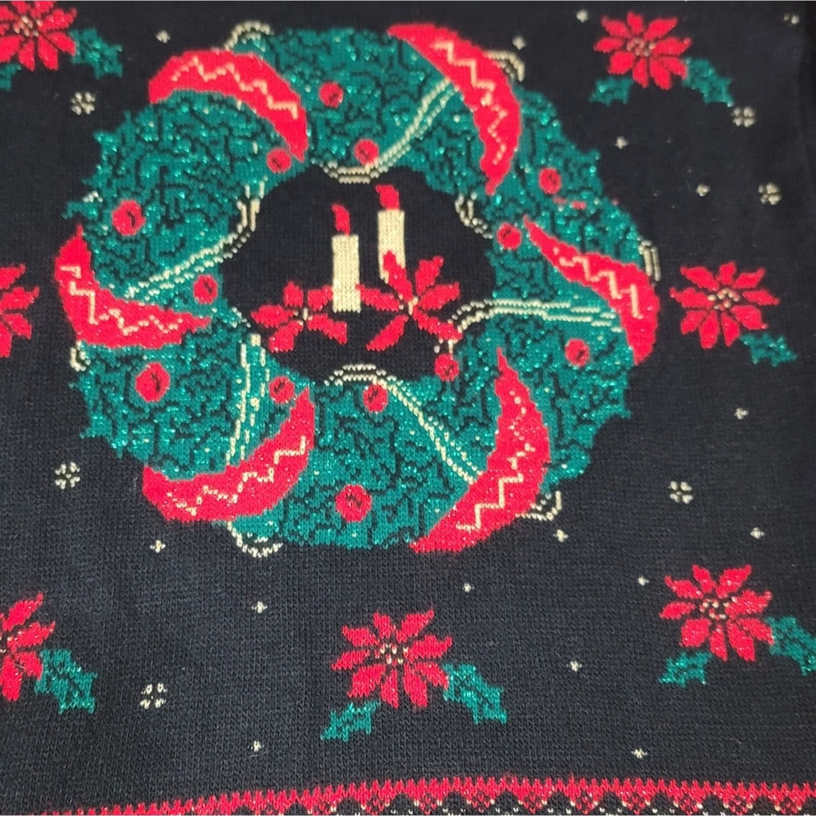 The Unbranded Brand Vtg Nutcracker Wreath Ugly CHRISTmas Sweater Size L / US 10 / IT 46 - 2 Thumbnail