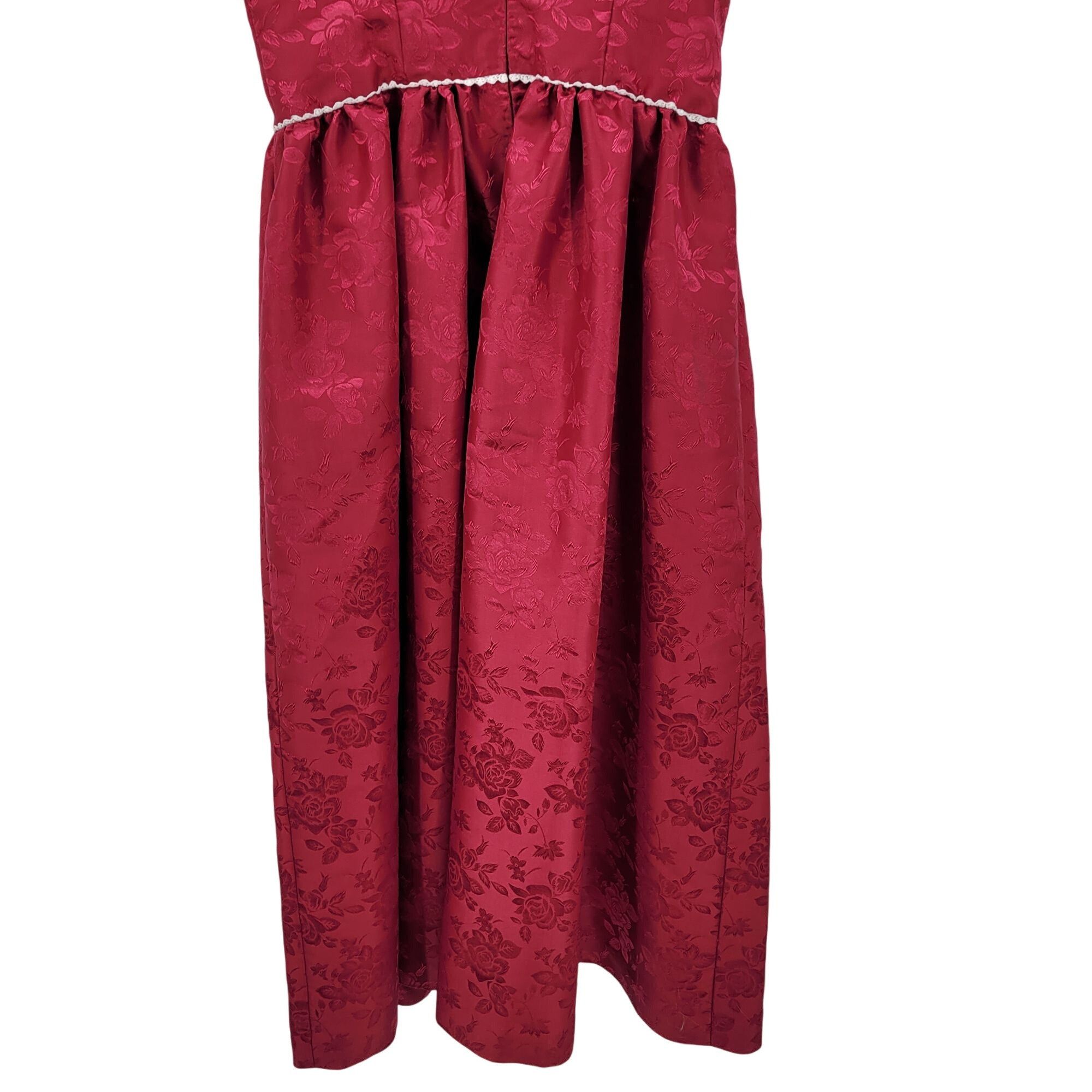 Handmade Vtg 80s Handmade Red Floral Jacquard Dress Sz M Fit & Flare Size M / US 6-8 / IT 42-44 - 8 Thumbnail