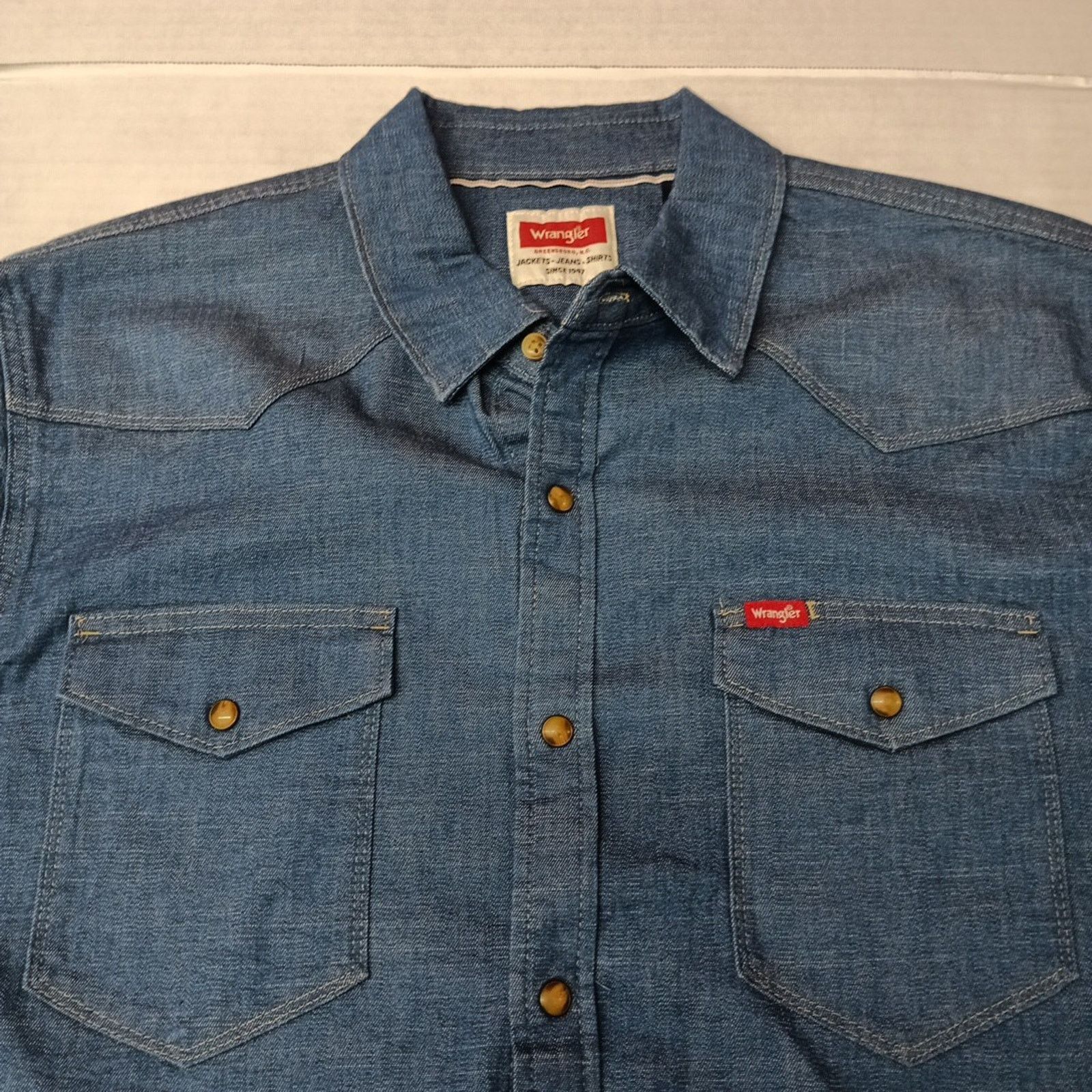 Wrangler Wrangler Cowboy Wash Snap Denim Shirt Mens Size L Large Blue Size US L / EU 52-54 / 3 - 2 Thumbnail