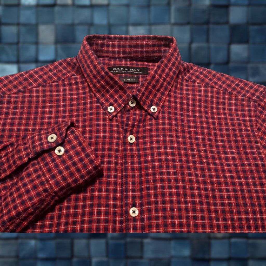 Zara Zara Man Mens Small Shirt Slim Fit Long Sleeve Button-Down Multicolor Plaid Size US S / EU 44-46 / 1 - 1 Thumbnail