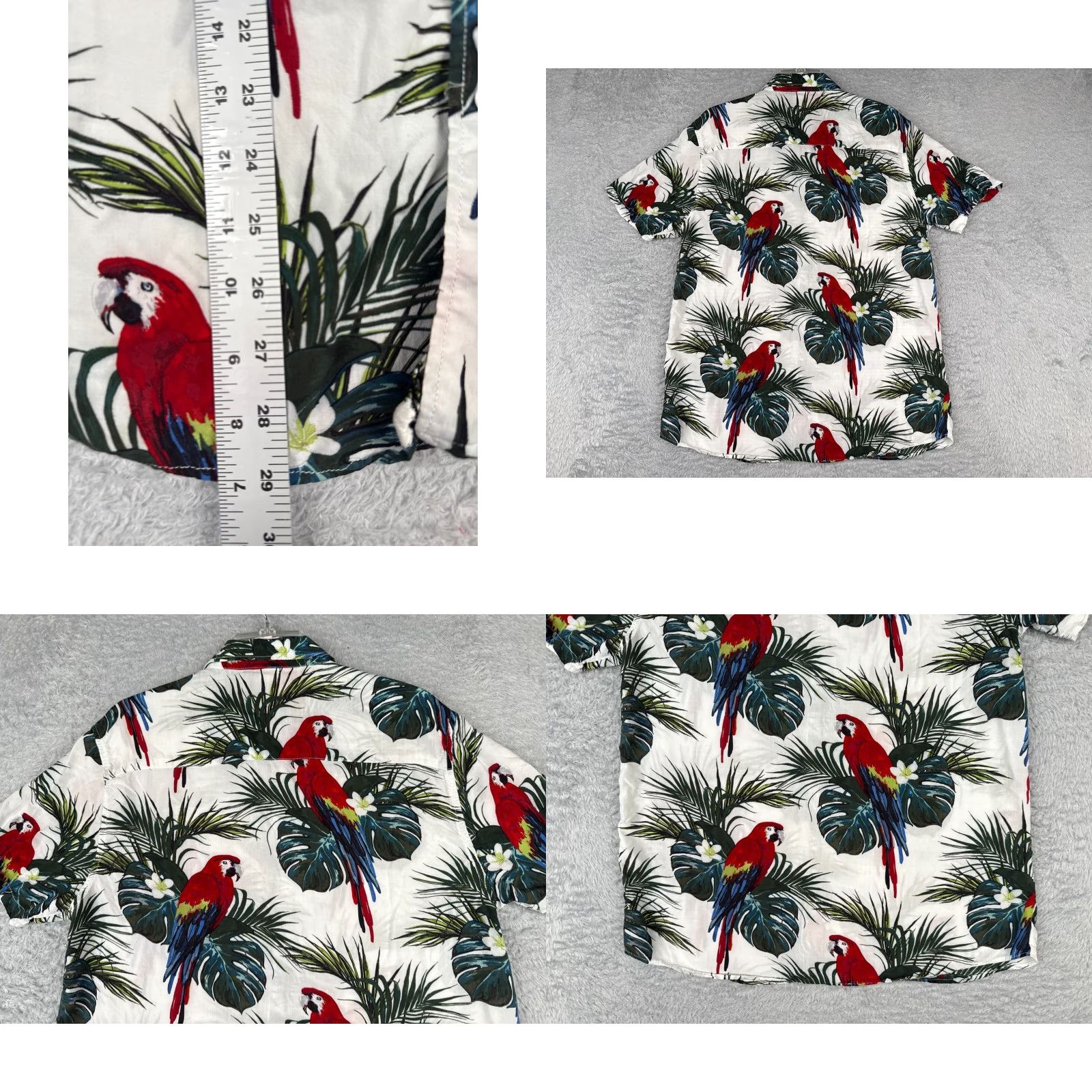 Vintage Seven Tides Shirt Men XL White Macaw Floral 100% Rayon Hawaiian Pocket Size US XL / EU 56 / 4 - 9 Thumbnail