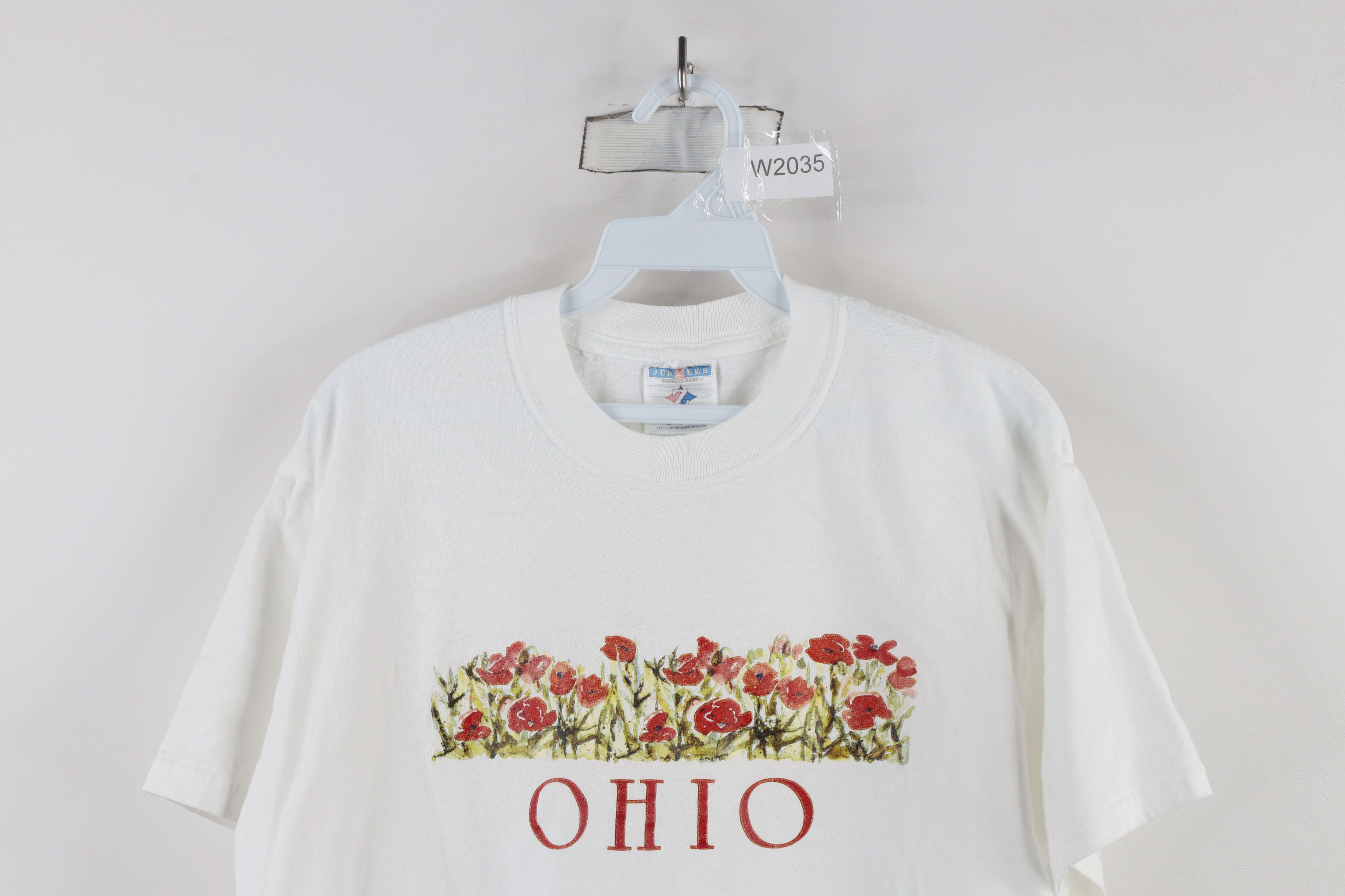 Vintage Vintage 90s Streetwear Ohio Flowers Short Sleeve T-Shirt Size L / US 10 / IT 46 - 2 Thumbnail