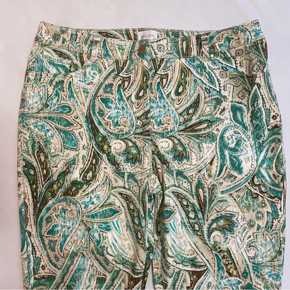 Chicos Chico's Exotic Paisley Skimmer Pants Size 2.5 US L Size 36" / US 14 / IT 50 - 4 Thumbnail
