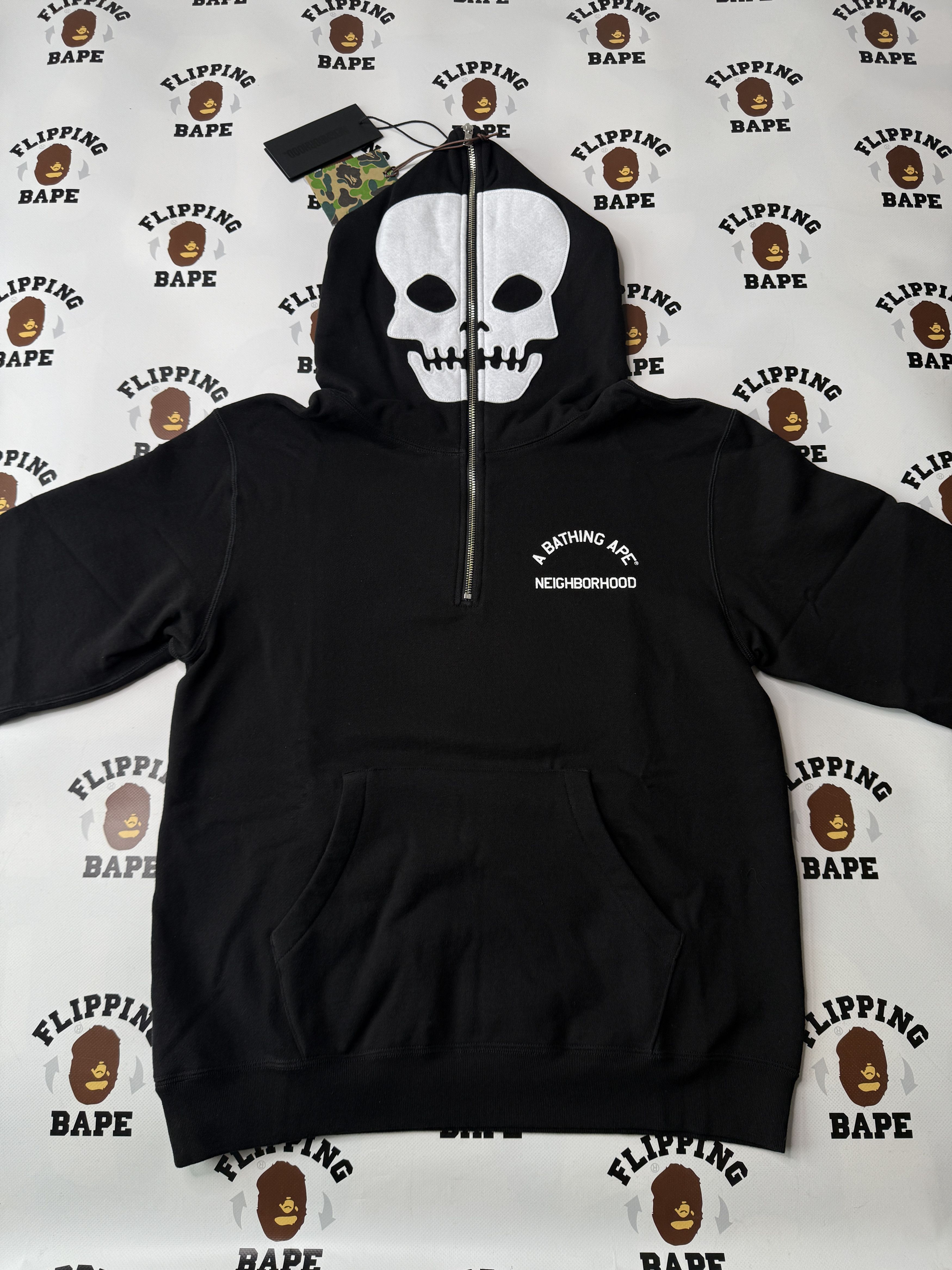 BAPE X NBHD TWO FACE HALF ZIP PULLOVER HOODIE