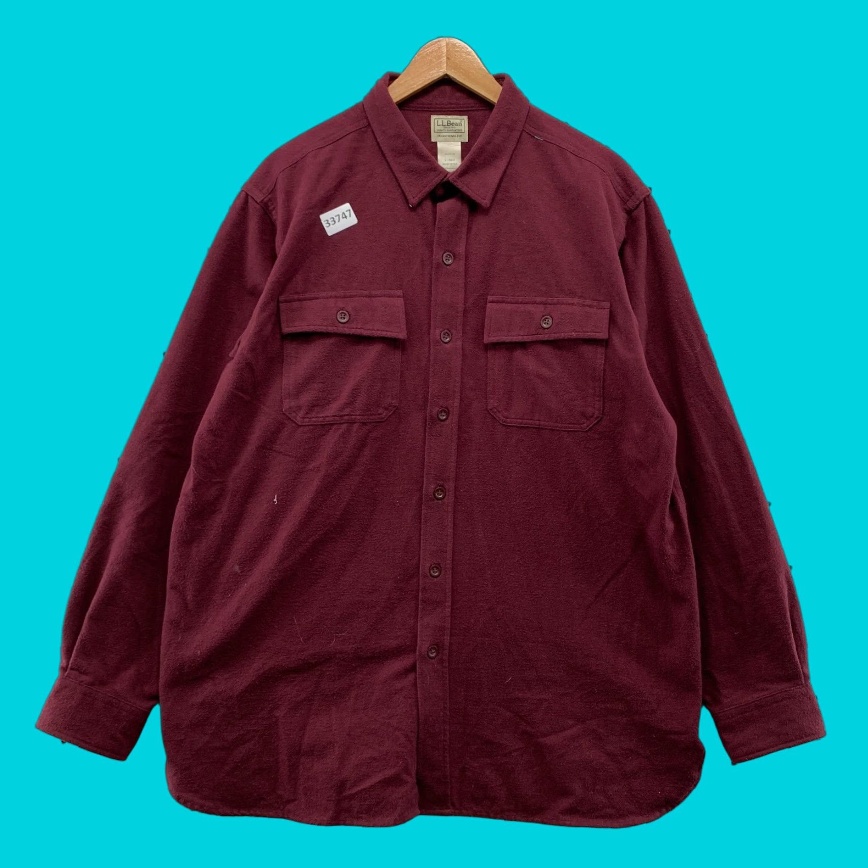 Vintage VINTAGE LL Bean Chamois Button Shirt Mens Large Burgundy Long Sleeve Pocket 23x32.5 Size US L / EU 52-54 / 3 - 1 Thumbnail