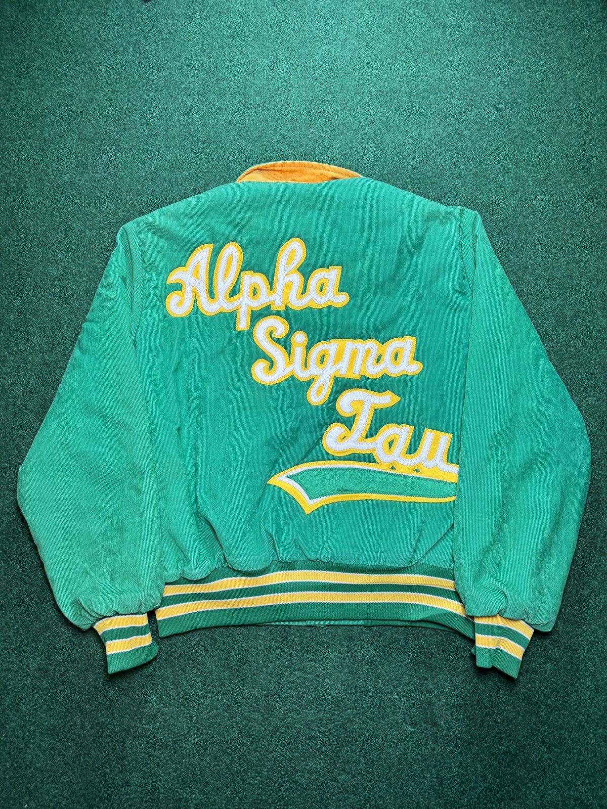 Vintage 70s Alpha Sigma Tau Sorority Varsity Corduroy Jacket