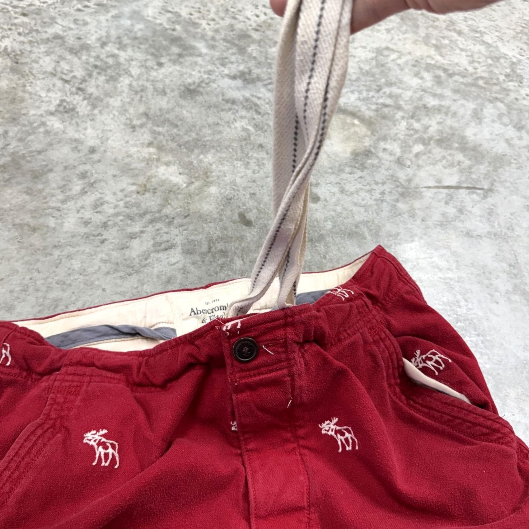 Abercrombie & Fitch Abercrombie & Fitch Pants Mens Medium Red Embroidered Moose Chino Drawstring Size US 31 - 5 Thumbnail