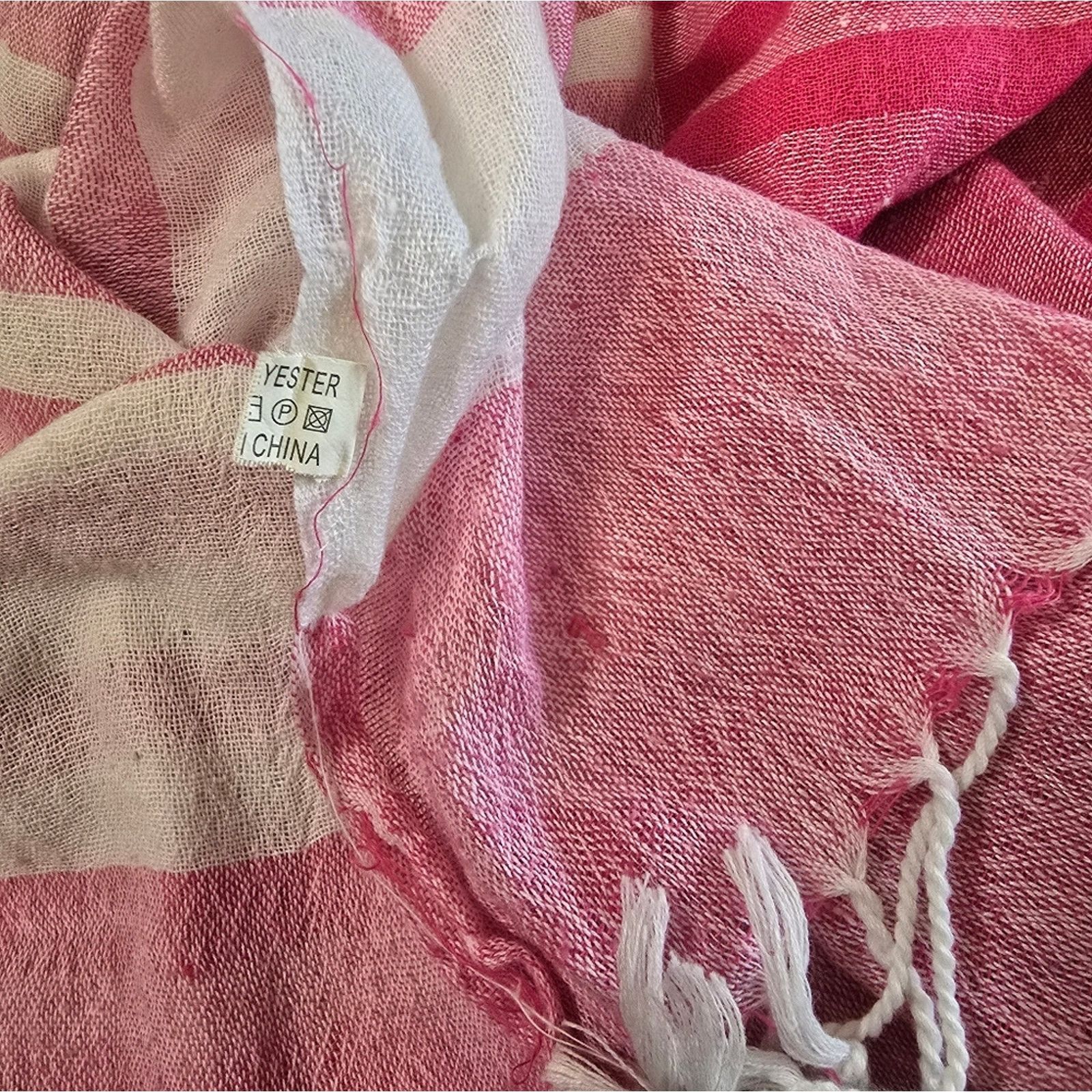 Other Pink White Stripe Fringed Scarf Size ONE SIZE - 4 Thumbnail