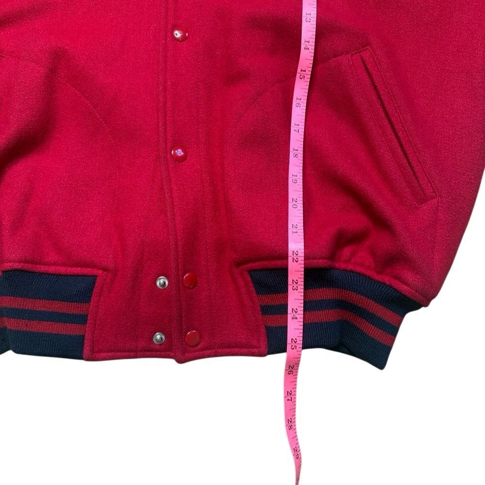 Faconnable 90s Vintage Faconnable Red Wool Bomber Jacket Medium Letterm Size US M / EU 48-50 / 2 - 6 Thumbnail