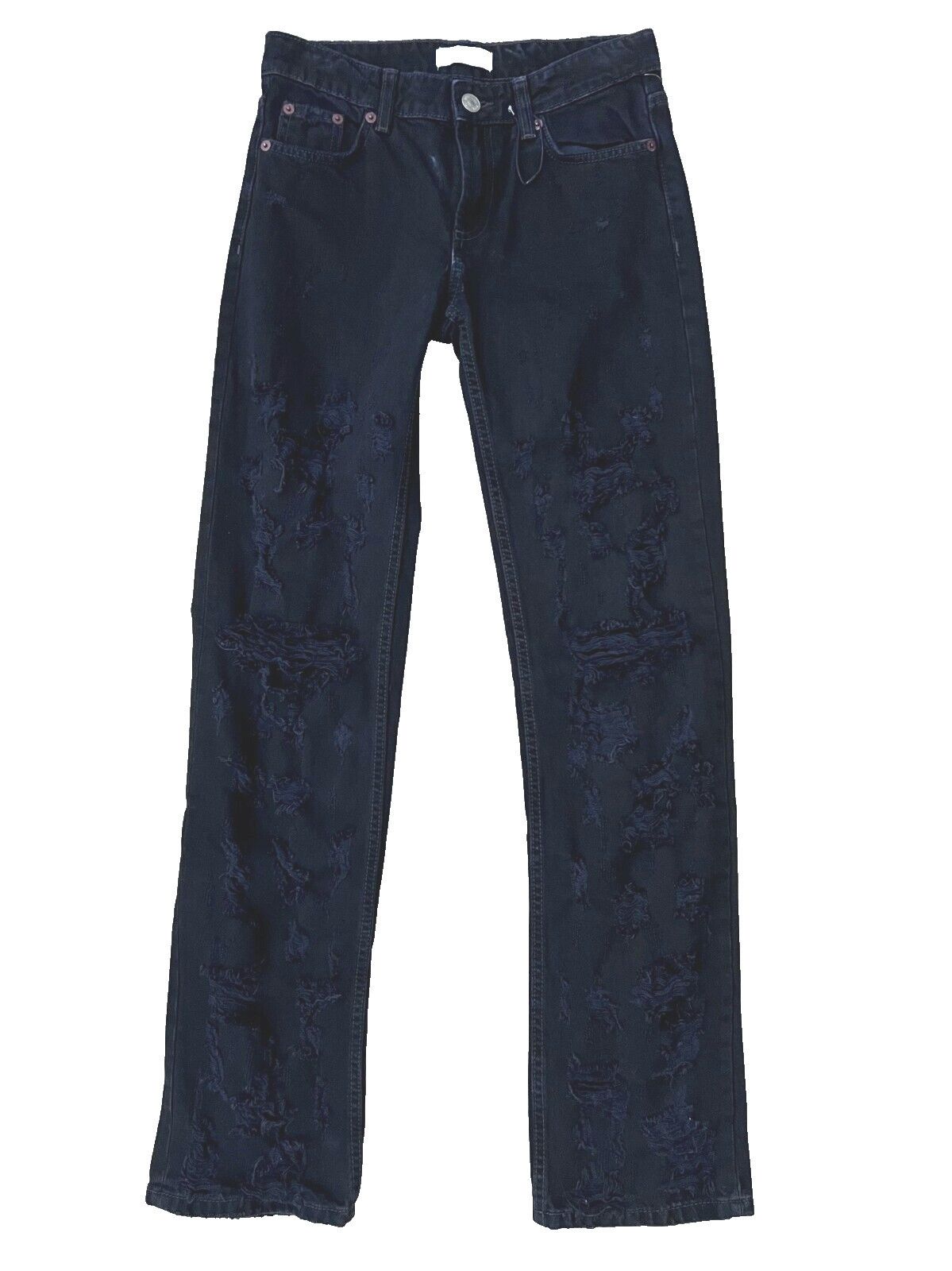 Zara Zara Destroyed Rip All Over Jeans Black ( US 2 ) Size 26" / US 2 / IT 38 - 1 Thumbnail