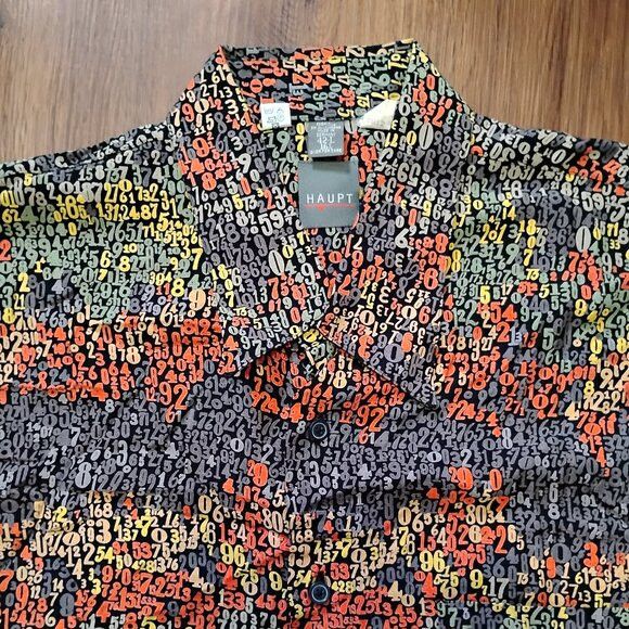 Haupt Vintage Haupt Numbers Digits Button Shirt Short Sleeve Size US L / EU 52-54 / 3 - 1 Thumbnail