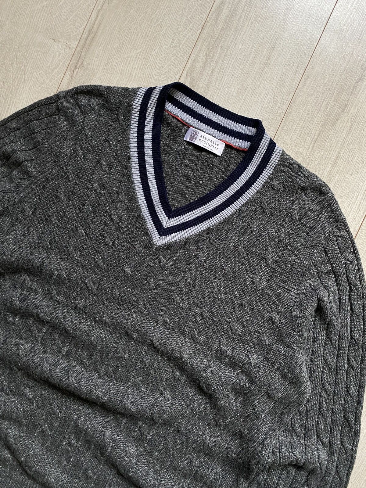 Brunello Cucinelli Brunello Cucinelli sweater v-neck linen/cotton knit Size US L / EU 52-54 / 3 - 4 Thumbnail