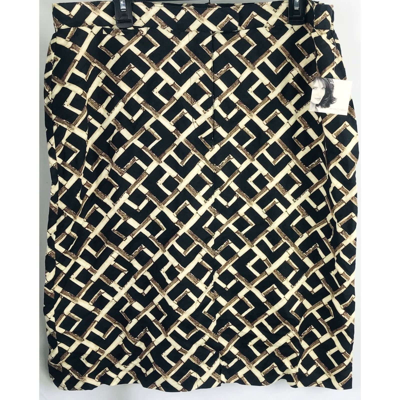 Vintage VINTAGE Jaclyn Smith Skirt Women Geometric Linen Knee Length XL Blk/Tan 90s Retro Grunge Shirt? Size 40" / US 18 - 4 Thumbnail