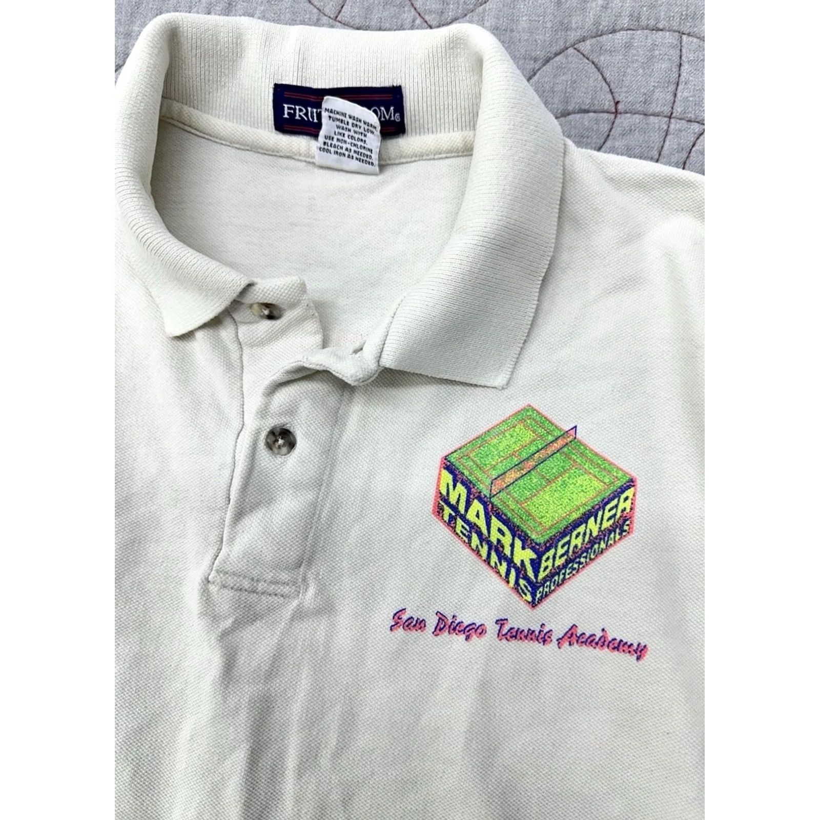 Fruit Of The Loom VINTAGE Fruit of the Loom Tennis Polo Shirt M USA White Mens 90s Size US M / EU 48-50 / 2 - 3 Thumbnail
